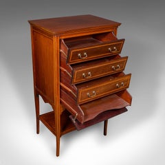 Antique Fall Front Music Cabinet, English, Walnut, Document Folio, Edwardian