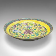 Antique Famille Jaune Decorative Dish, Chinese, Display Plate, Qing, Victorian