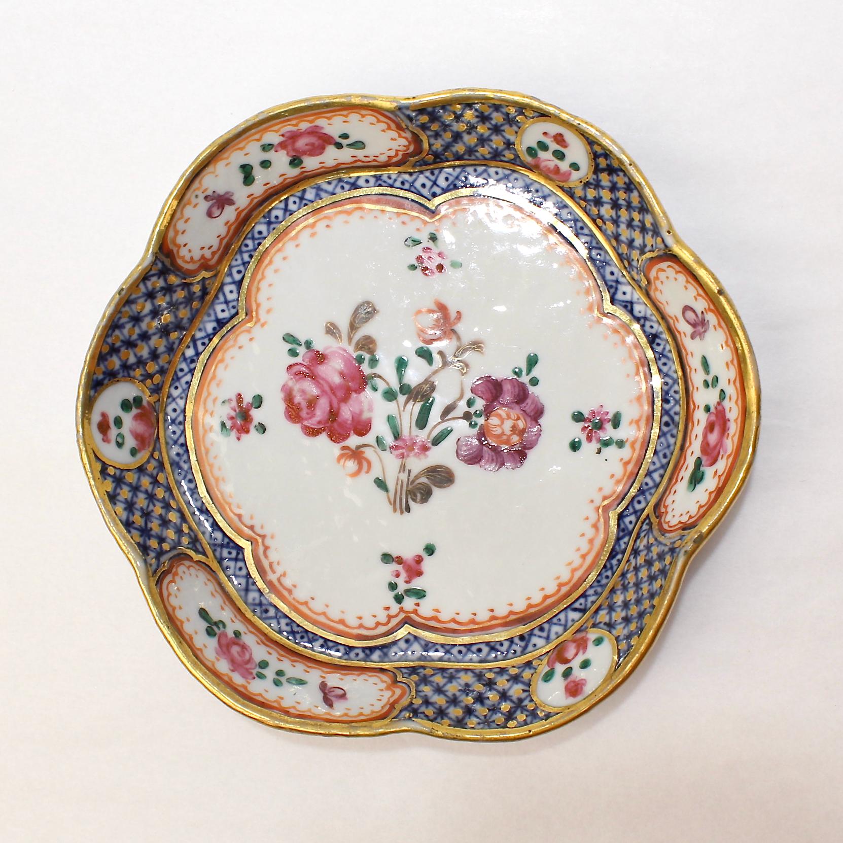 19th Century Antique Famille Rose Chinese Export Porcelain Bowl or Dish For Sale