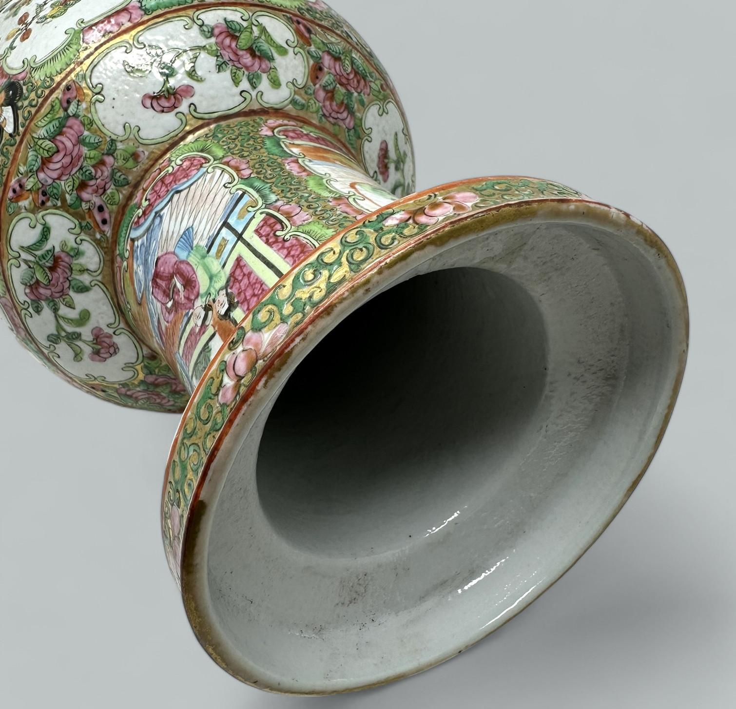 Antique Famille Rose Medalion Canton Cantonese Chinese Porcelain Ormolu Vase Urn For Sale 4
