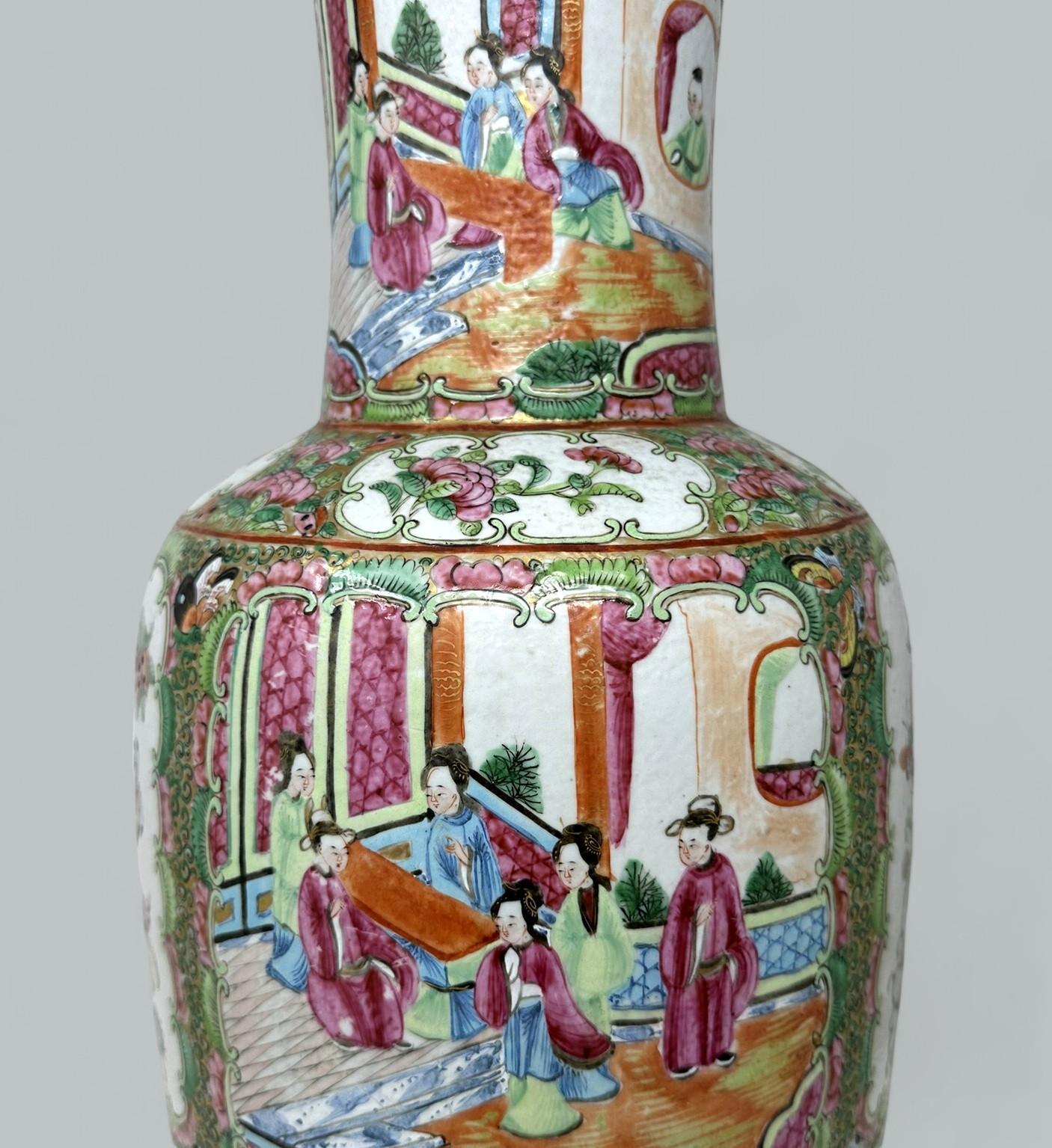 Antique Famille Rose Medalion Canton Cantonese Chinese Porcelain Ormolu Vase Urn For Sale 1