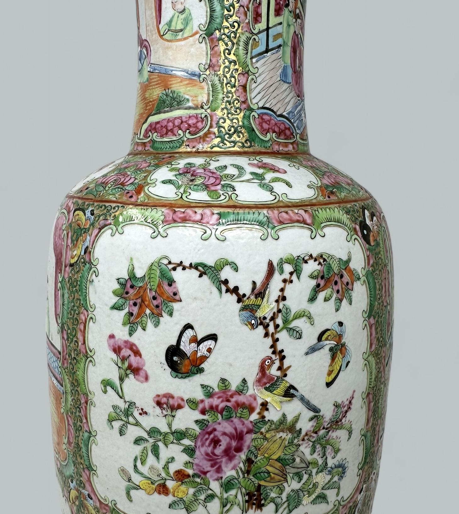 Antique Famille Rose Medalion Canton Cantonese Chinese Porcelain Ormolu Vase Urn For Sale 2