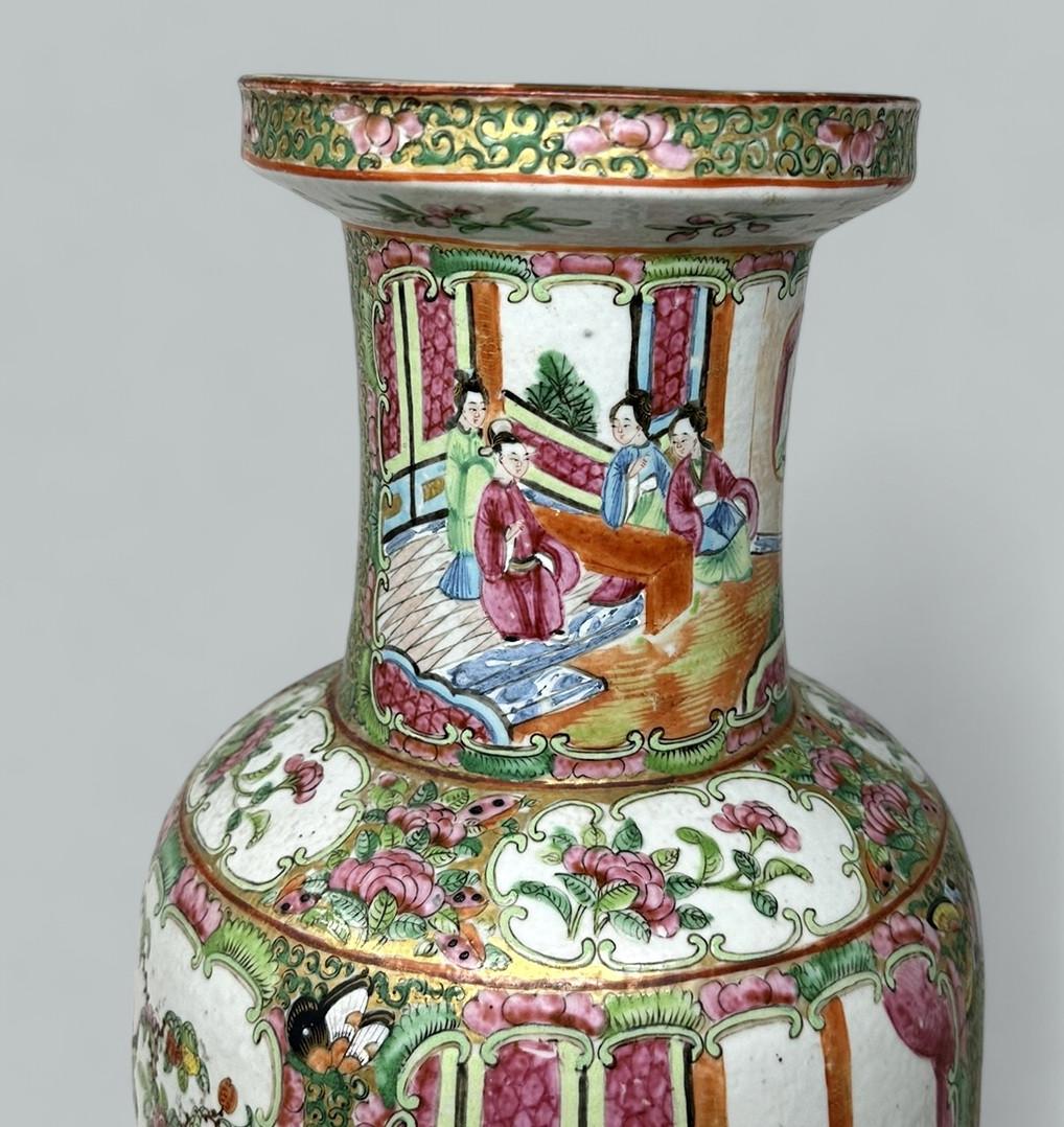 Antique Famille Rose Medalion Canton Cantonese Chinese Porcelain Ormolu Vase Urn For Sale 3
