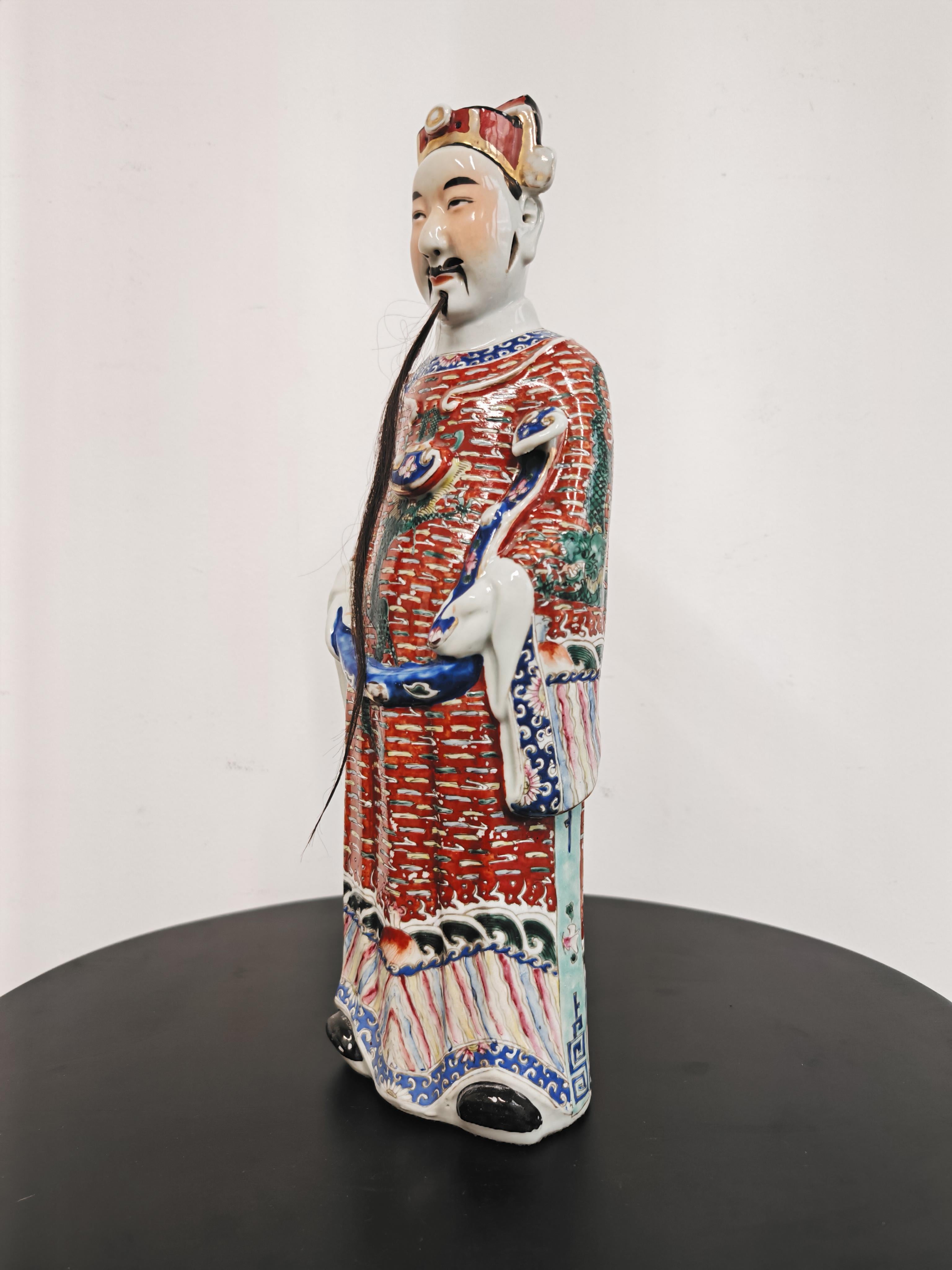 Sculpture ancienne en porcelaine de la famille rose, Immortal Figurine Sculpture, 19e siècle Bon état - En vente à Beograd, RS