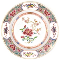 Antique Famille Verte Kangxi Period Chinese Porcelain Plate 18thC Famille Rose