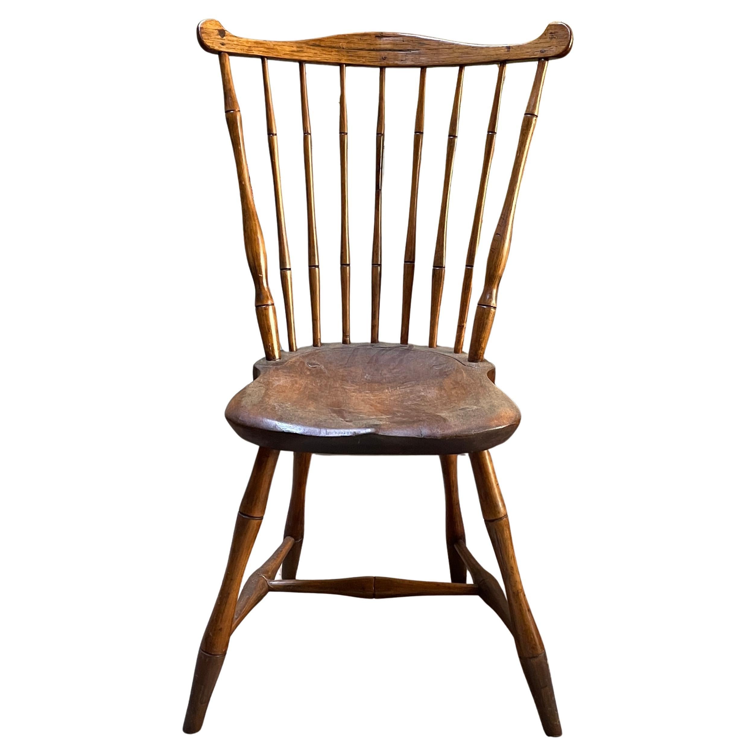 Antique Fan Back Side Chair Saddle Seat 1800s Loop Bow Back Dimes