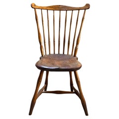 Antica sedia con schienale a ventaglio Seduta a sella 1800s Looping Bow Back Dimes