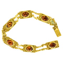 Antique  Fancy cut Natural  Madeira Citrine and Yellow Gold Bracelet, circa 1905