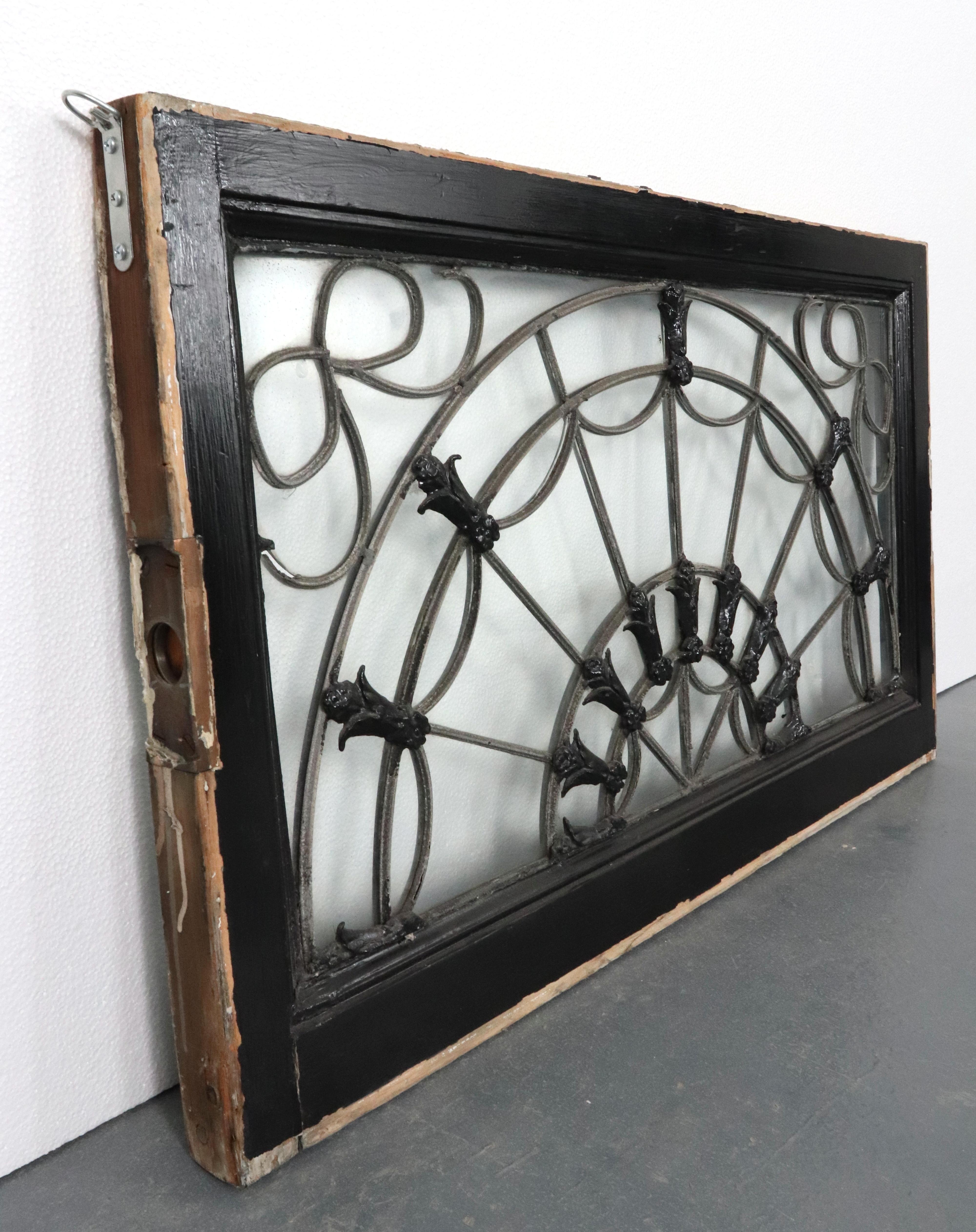 American Antique Fanlight Clear Glass Transom Window For Sale