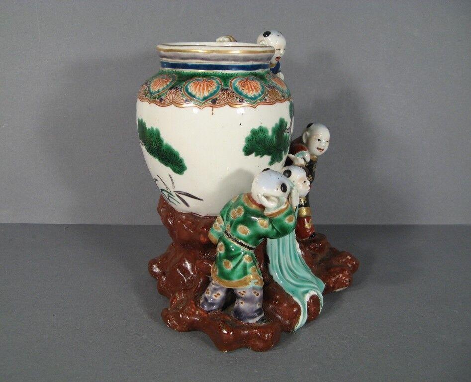 Antique Far Eastern Style Porcelain Vase Lamp with Child Motif -1Y77 5