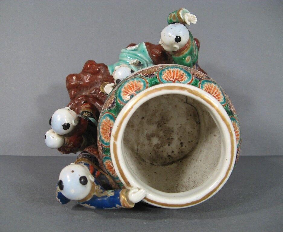 French Antique Far Eastern Style Porcelain Vase Lamp with Child Motif -1Y77
