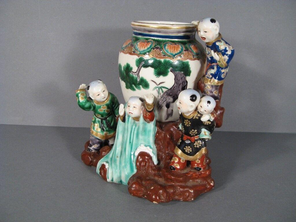 Antique Far Eastern Style Porcelain Vase Lamp with Child Motif -1Y77 2