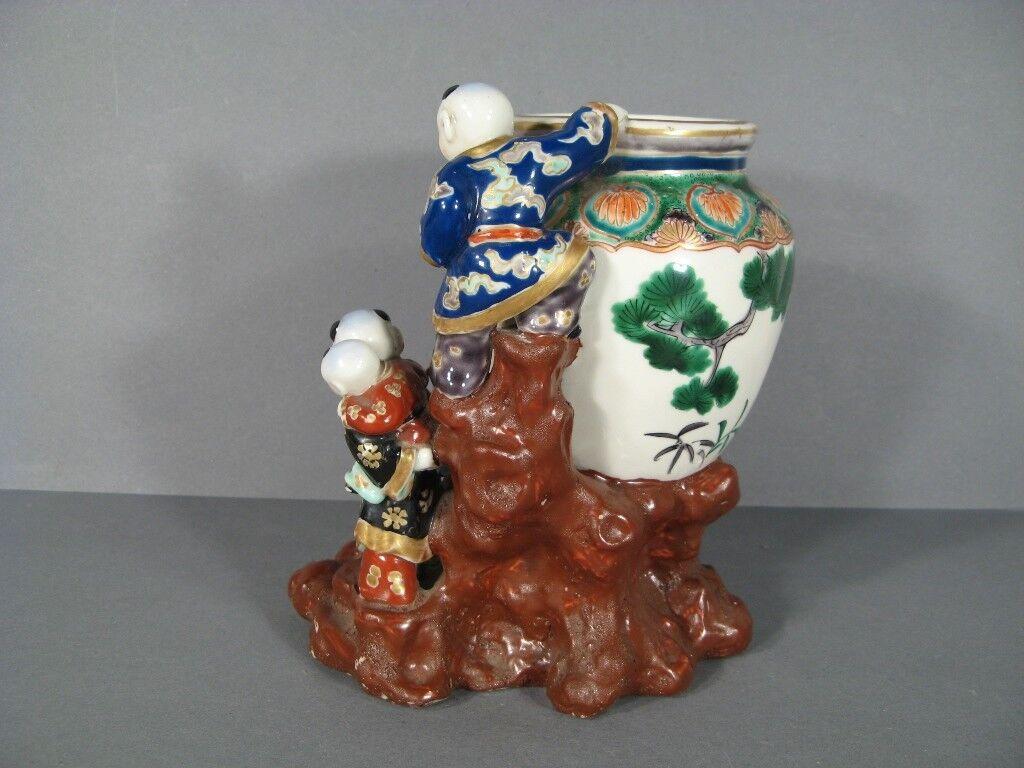 Antique Far Eastern Style Porcelain Vase Lamp with Child Motif -1Y77 3