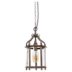 Antique Faraday & Son Curved Glazed Brass Porch Lantern Light Lamp C.1920