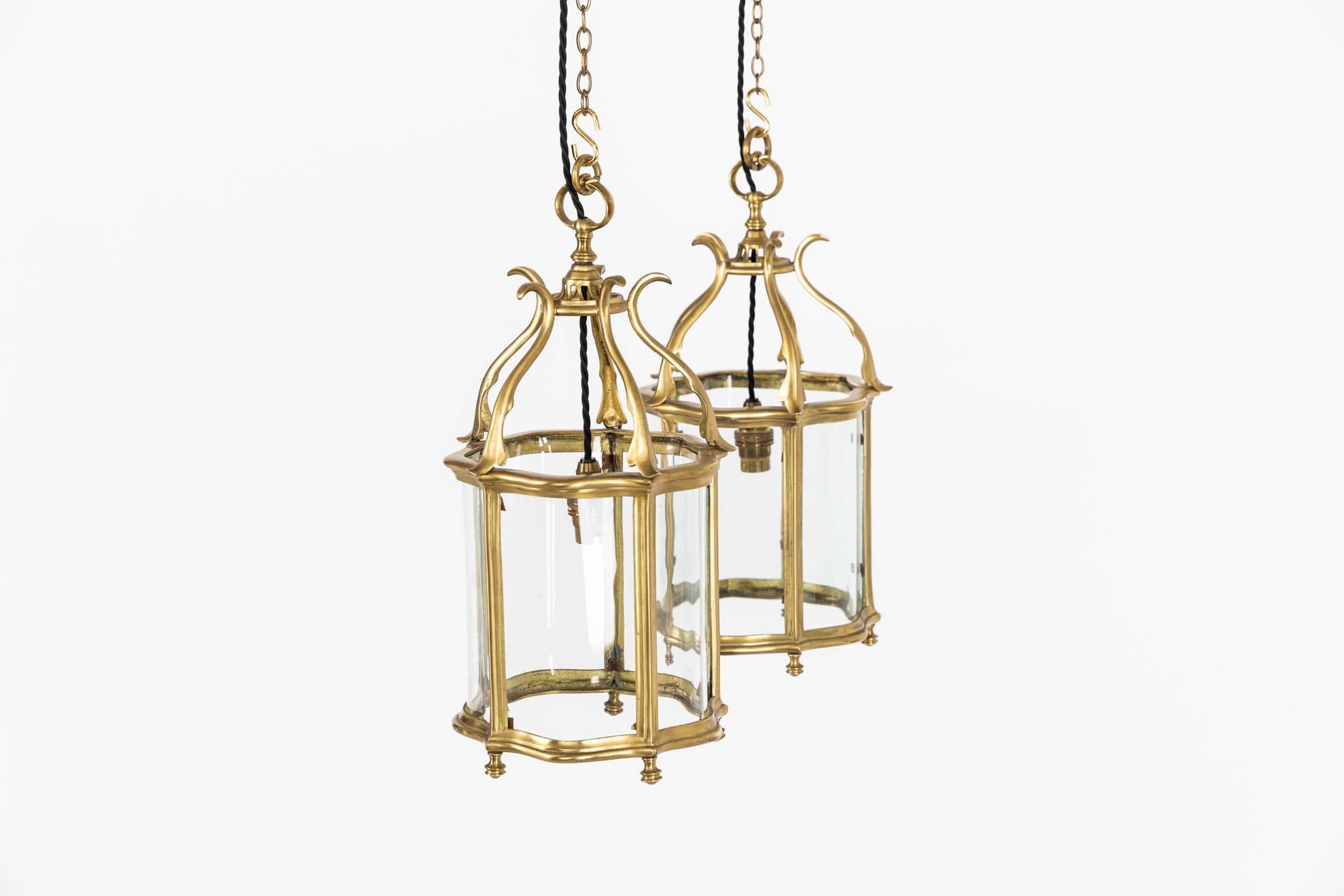 Arts and Crafts Antique Faraday & Son Glazed Brass Porch Lantern Light Lamp. C.1920
