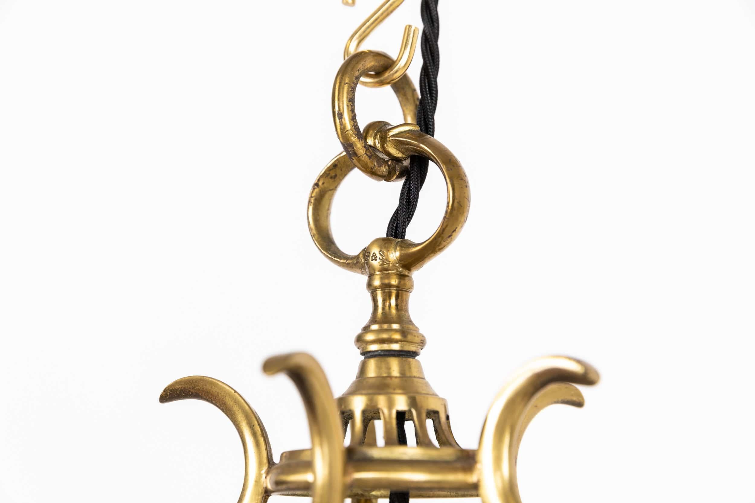 Antique Faraday & Son Glazed Brass Porch Lantern Light Lamp. C.1920 In Good Condition In London, GB