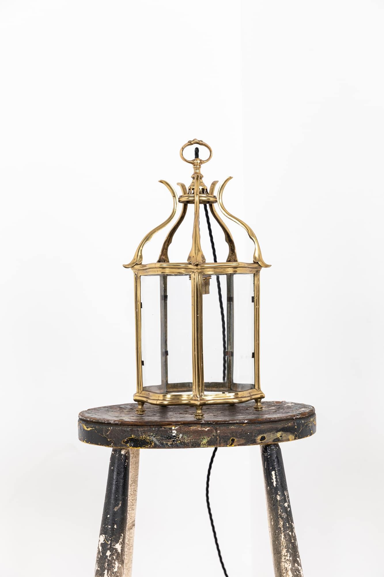 Glass Antique Faraday & Sons Glazed Brass Porch Lantern Light Lamp. C.1910