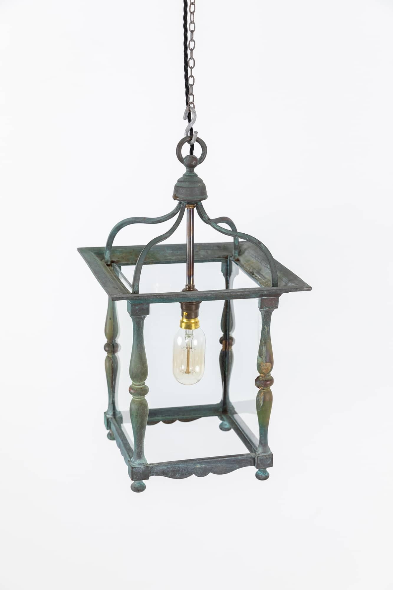 20th Century Antique Faraday & Sons Glazed Brass Porch Lantern Light Lamp. C.1920