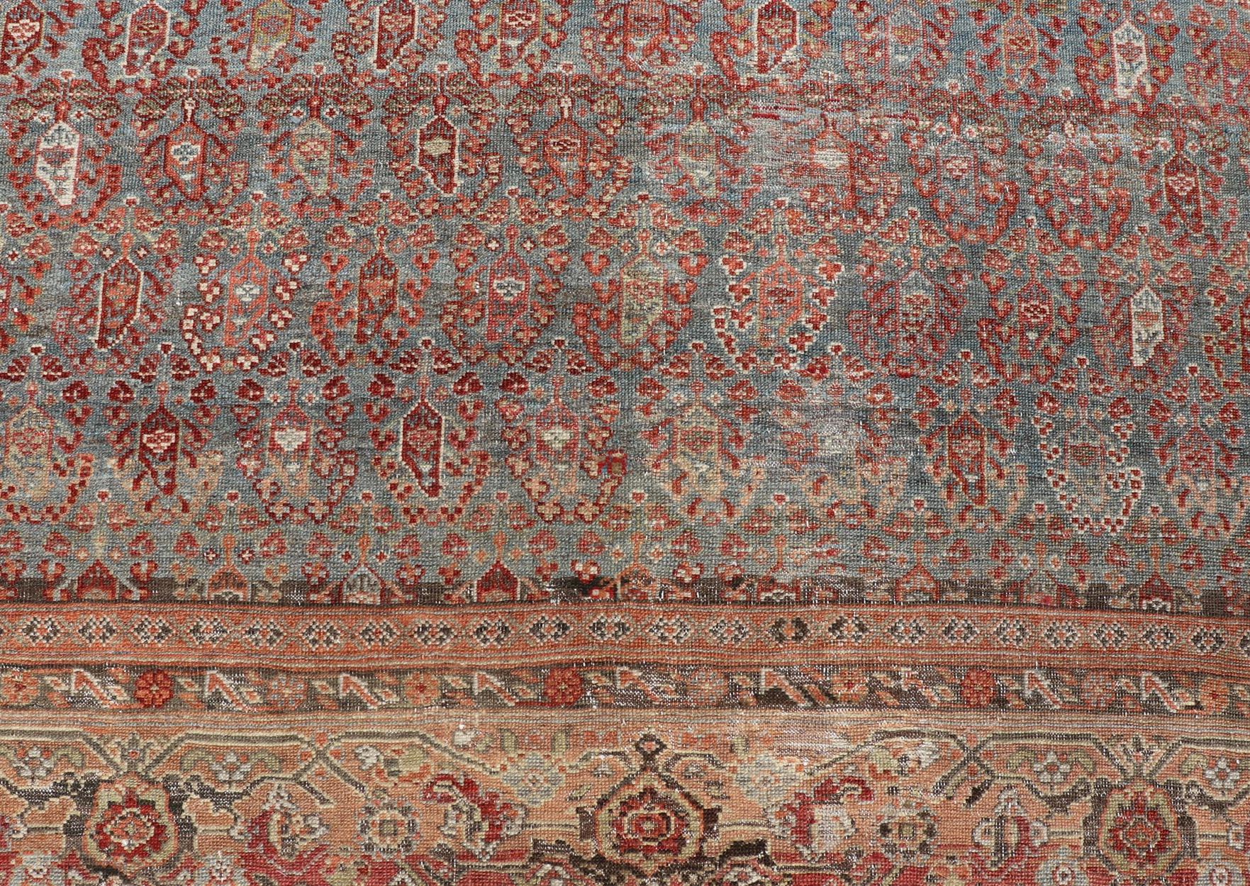 Antique Faraghan Gallery Persian Rug With All-Over Paisley Geometric Design For Sale 6