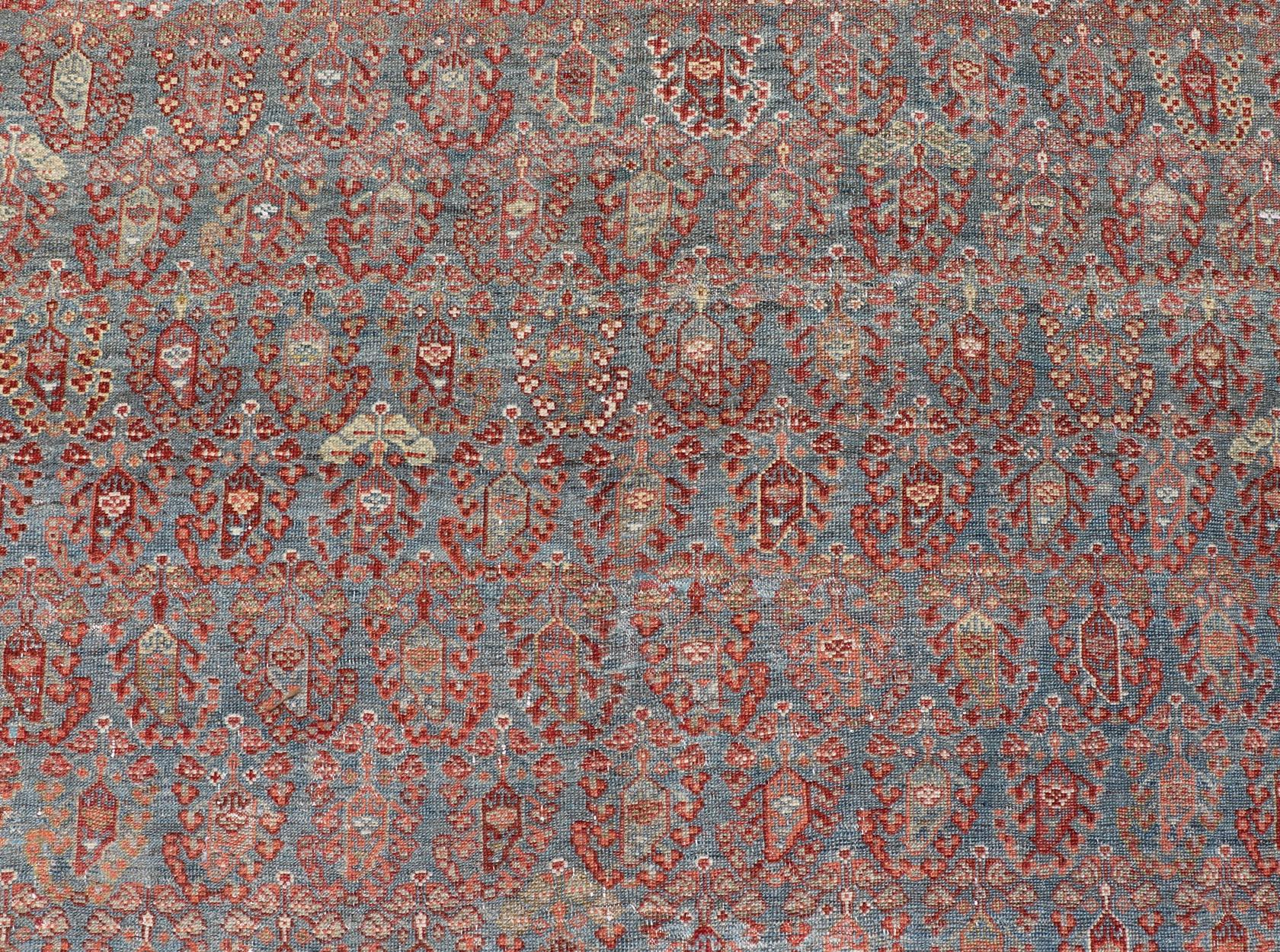 Antique Faraghan Gallery Persian Rug With All-Over Paisley Geometric Design For Sale 7