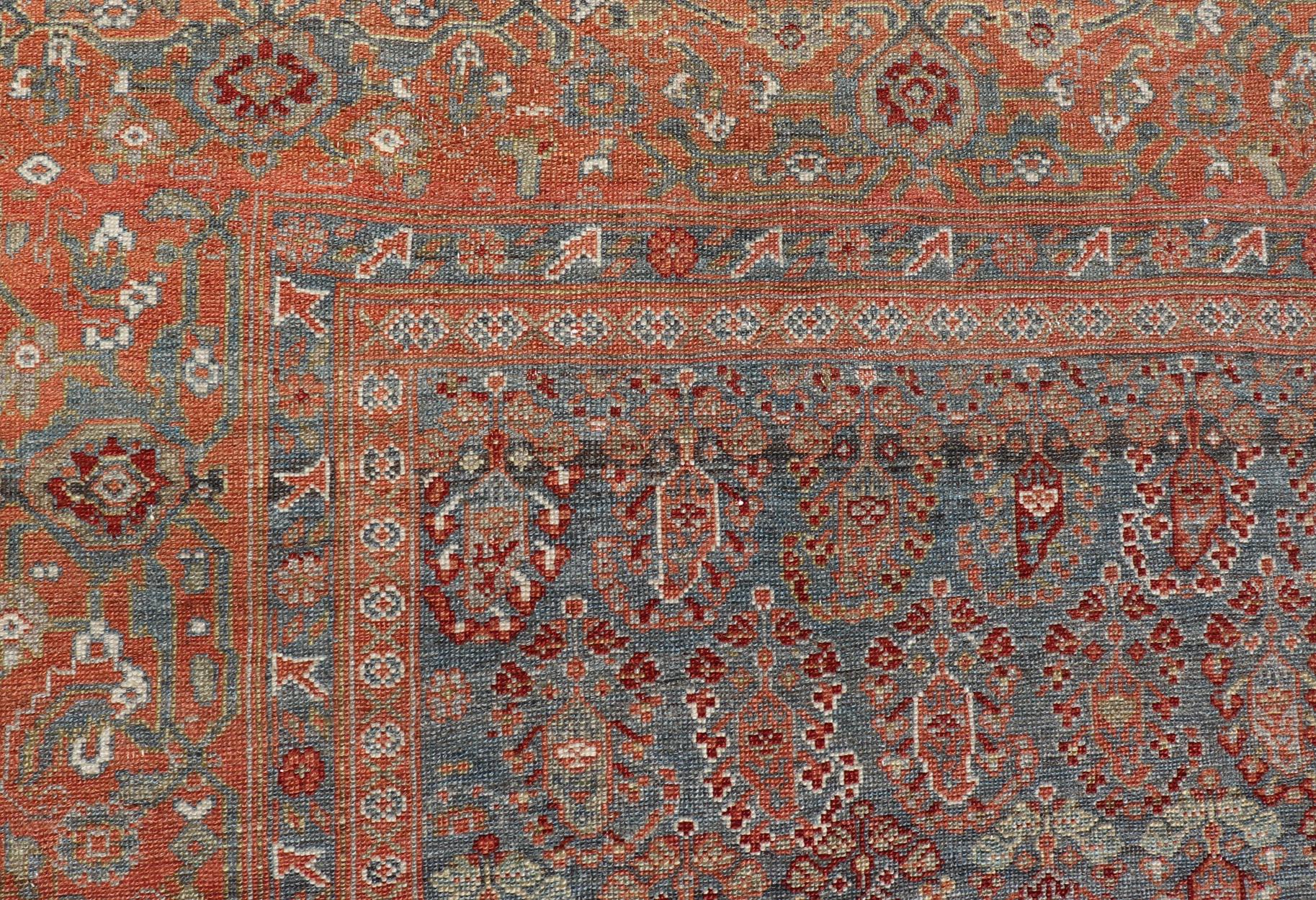 Sultanabad Antique Faraghan Gallery Persian Rug With All-Over Paisley Geometric Design For Sale