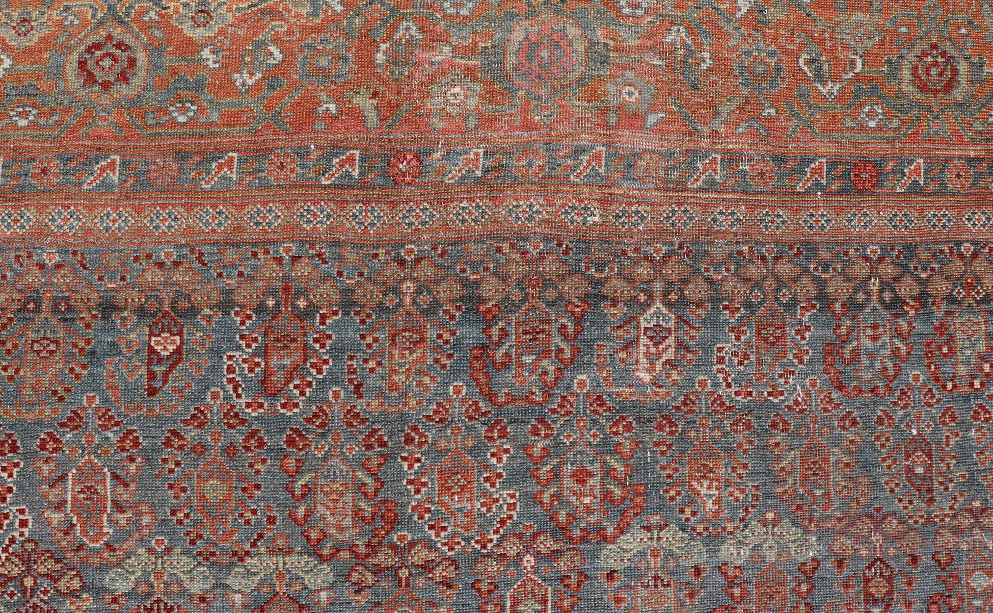 Hand-Knotted Antique Faraghan Gallery Persian Rug With All-Over Paisley Geometric Design For Sale