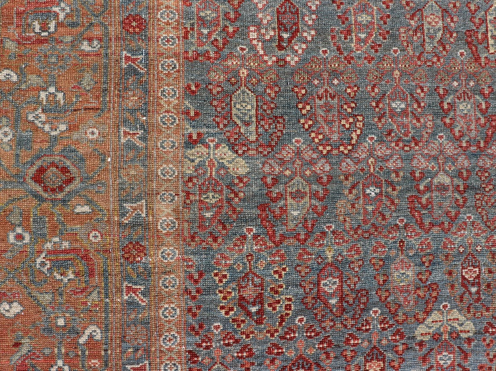 Antique Faraghan Gallery Persian Rug With All-Over Paisley Geometric Design In Good Condition For Sale In Atlanta, GA