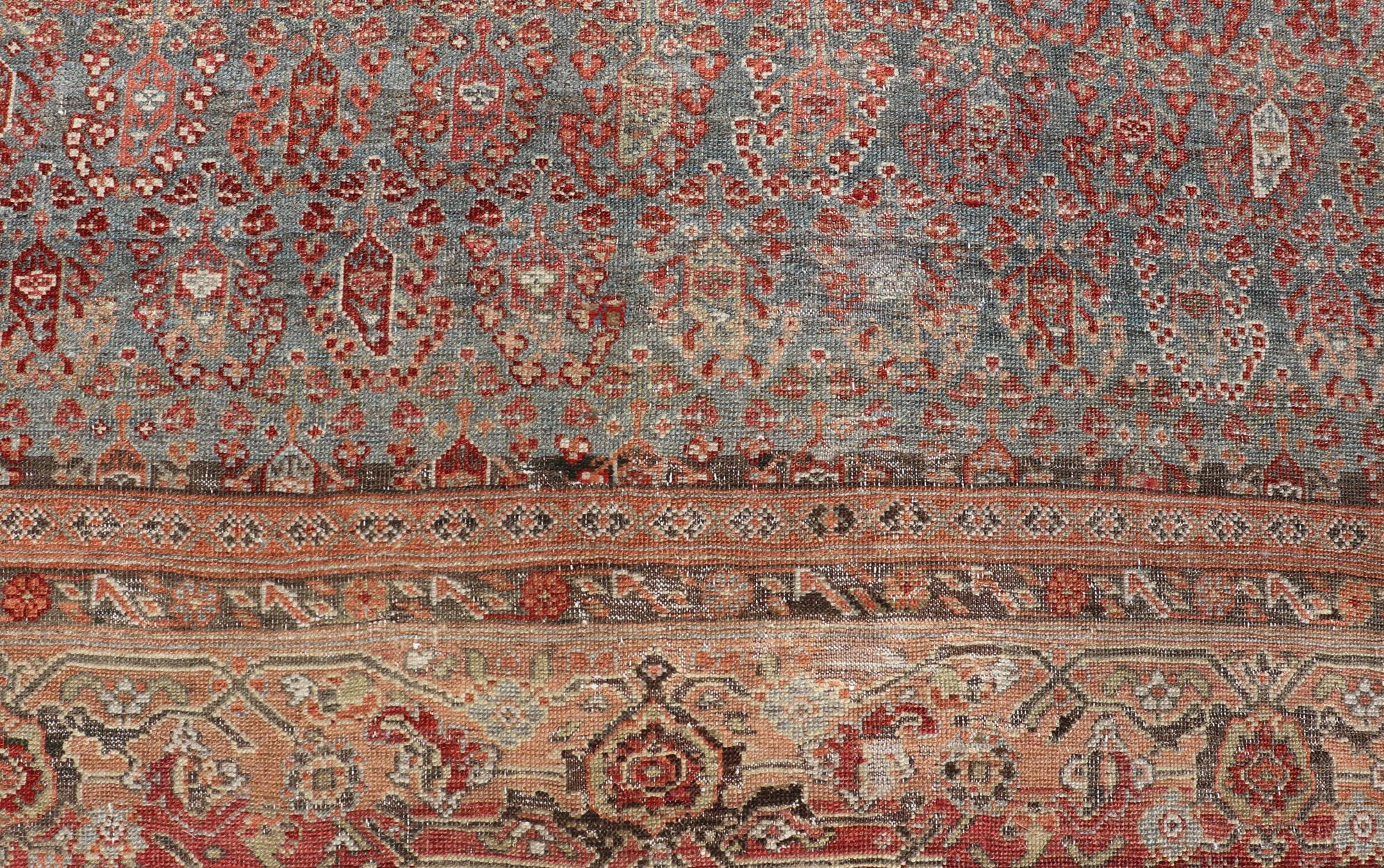 Late 19th Century Antique Faraghan Gallery Persian Rug With All-Over Paisley Geometric Design For Sale