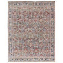 Antique Faraghan Mahal Fine Persian Rug in Multi Color Background