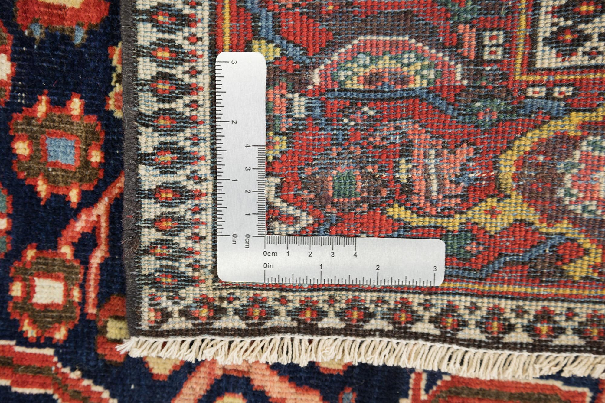 Antiker Farahan (indigoblau, rot, elfenbeinfarben und zartgrün, 6'11