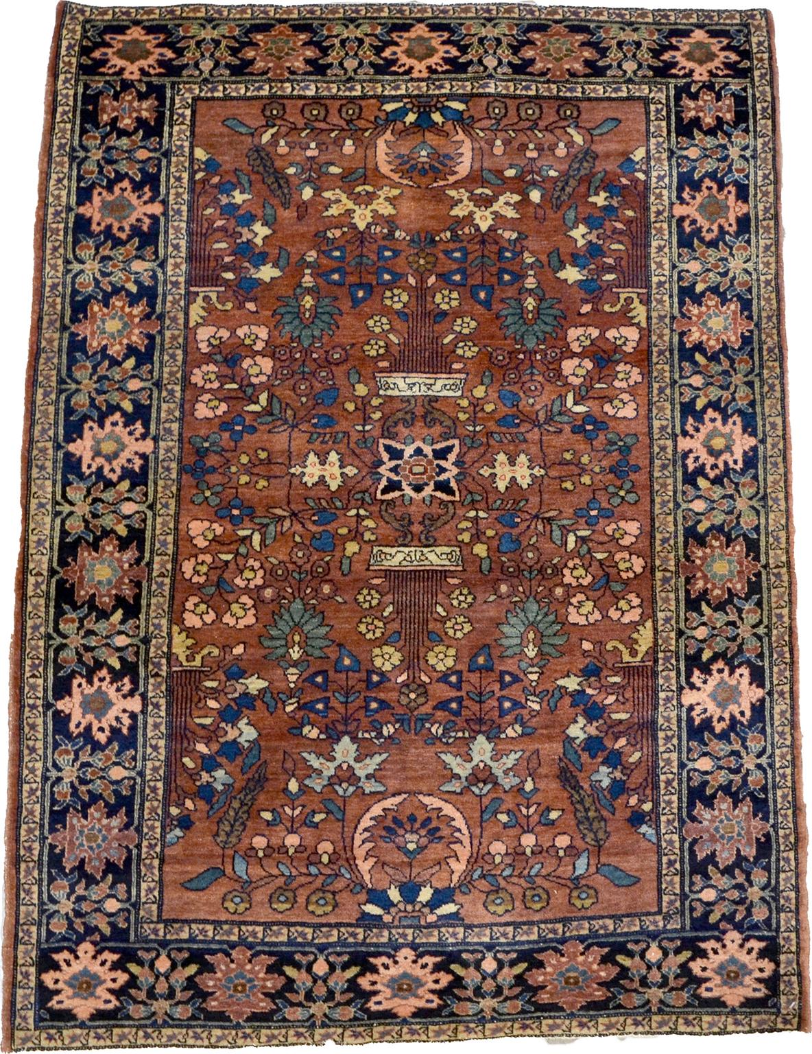 Antique 1880s Persian Farahan Rug, Sarouk Design, 3x5 2