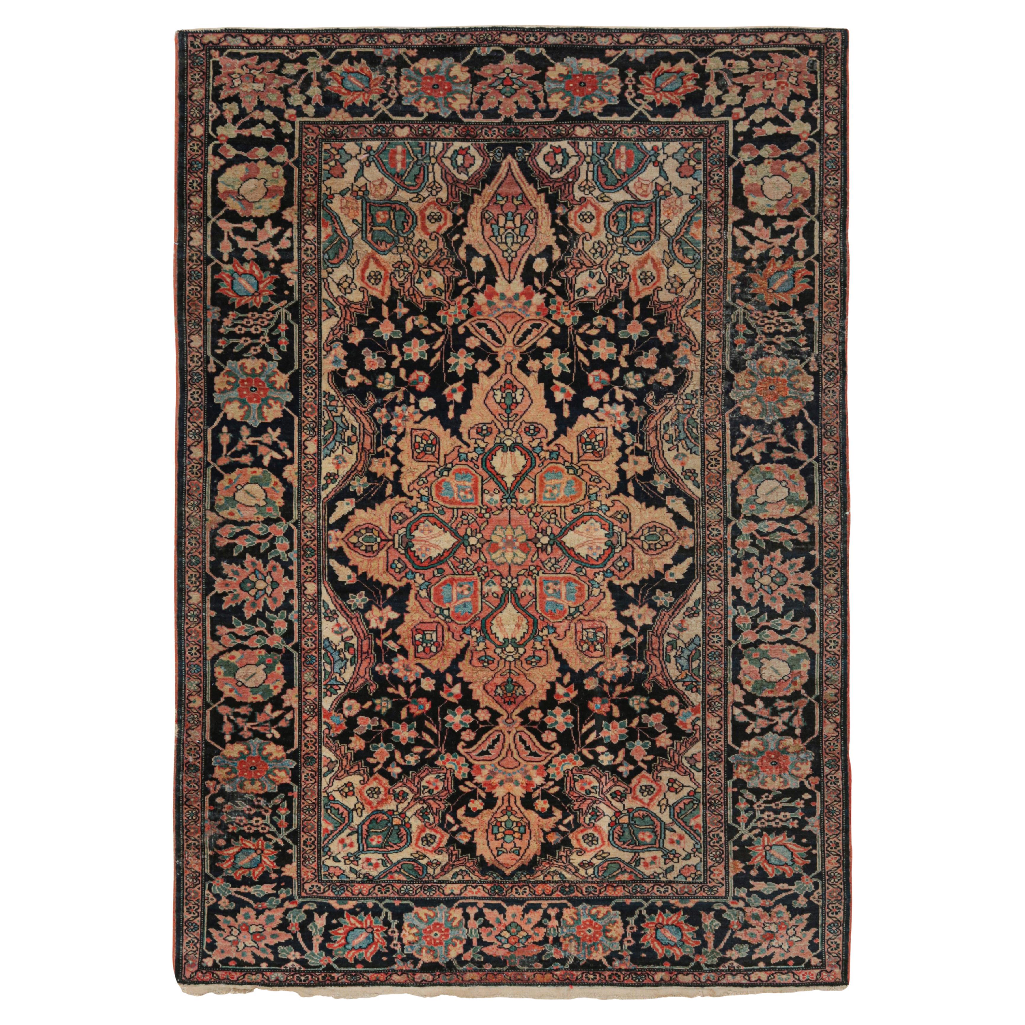 Antique Farahan Persian Rug with Colorful Floral Medallion, from Rug & Kilim