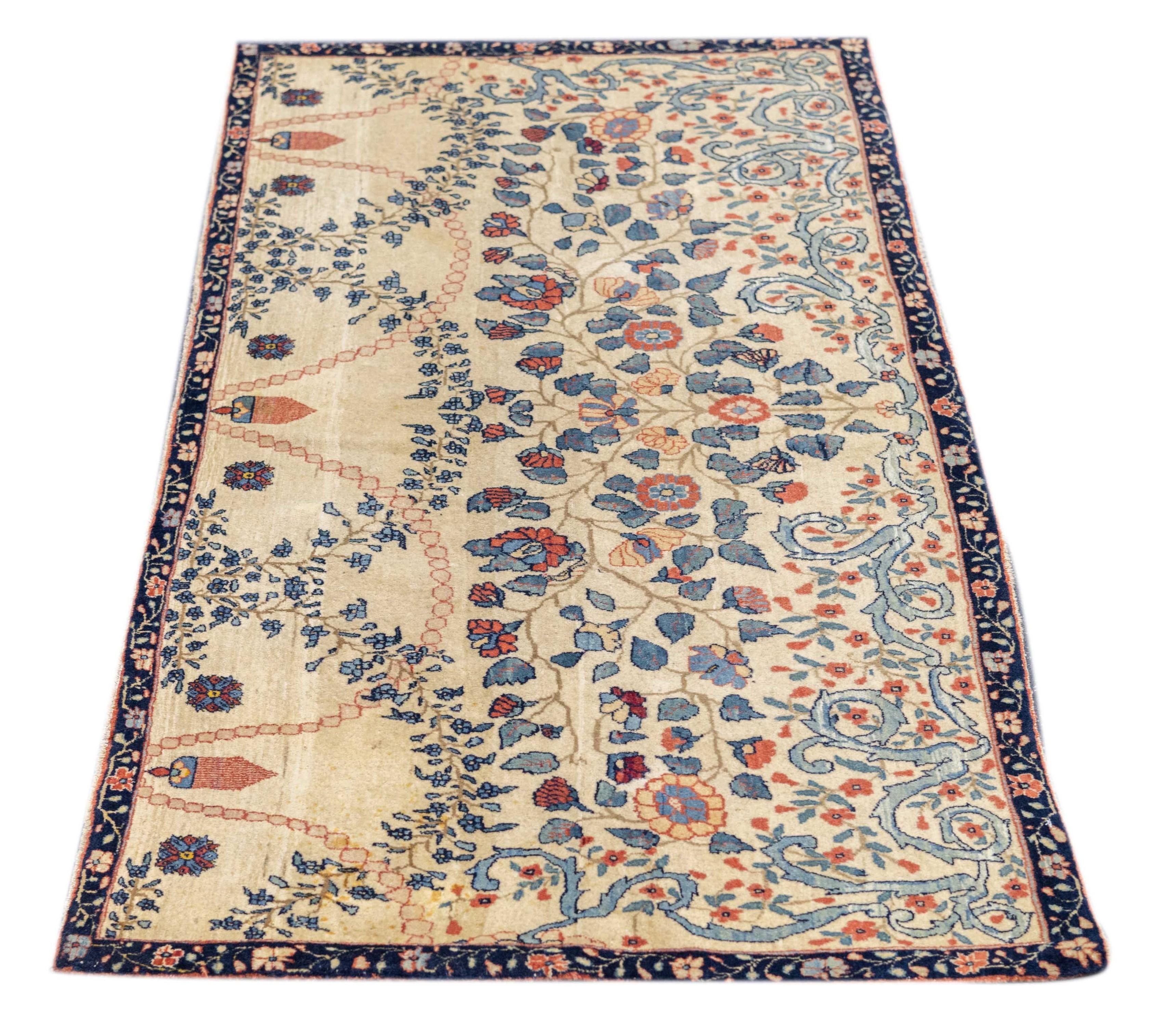 Wool Antique Farahan Rug 2'8'' x 5'2'' For Sale