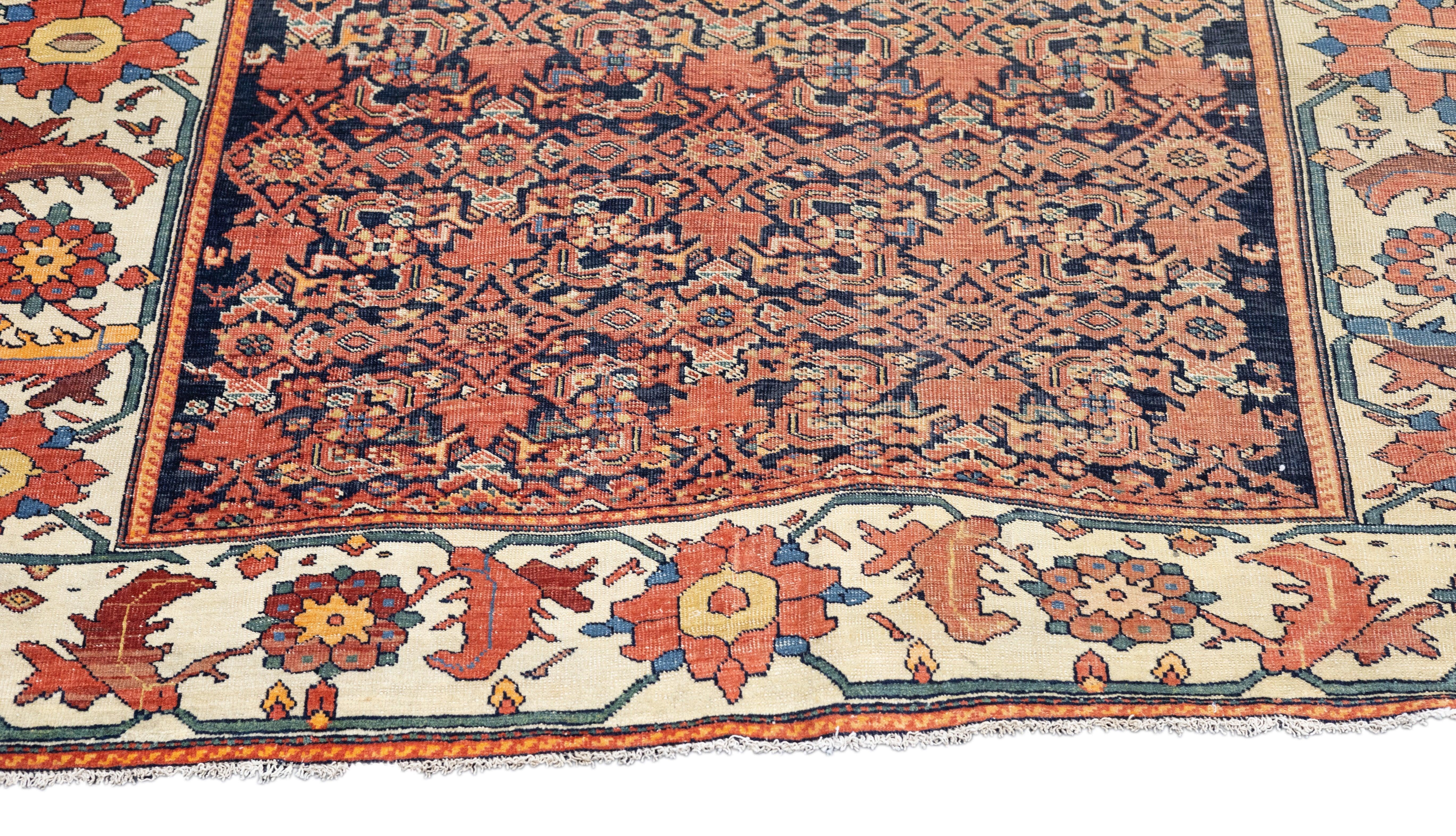 Hand-Knotted Antique Farahan Rug 4'3'' x 6'9'' For Sale