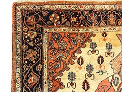 Antique Farahan Rug with Shahpour statue woven on it