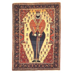 Antique Farahan Rug with Shahpour statue woven on it Antique Farahan Rug with Shahpour statue woven on it