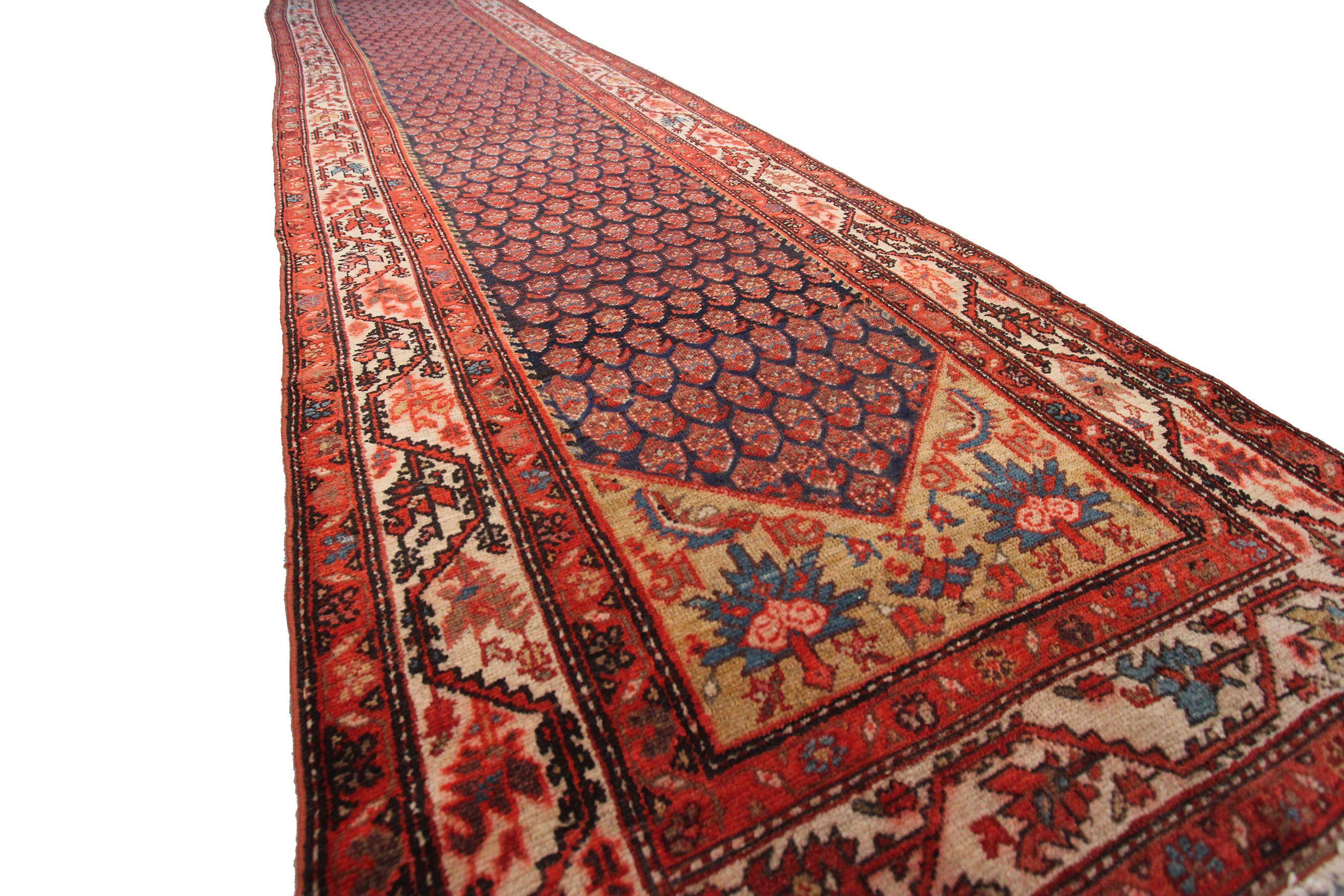 Hand-Knotted Antique Farahan Runner Antique Handmade Runner Antique Persian Runner, 1900 For Sale