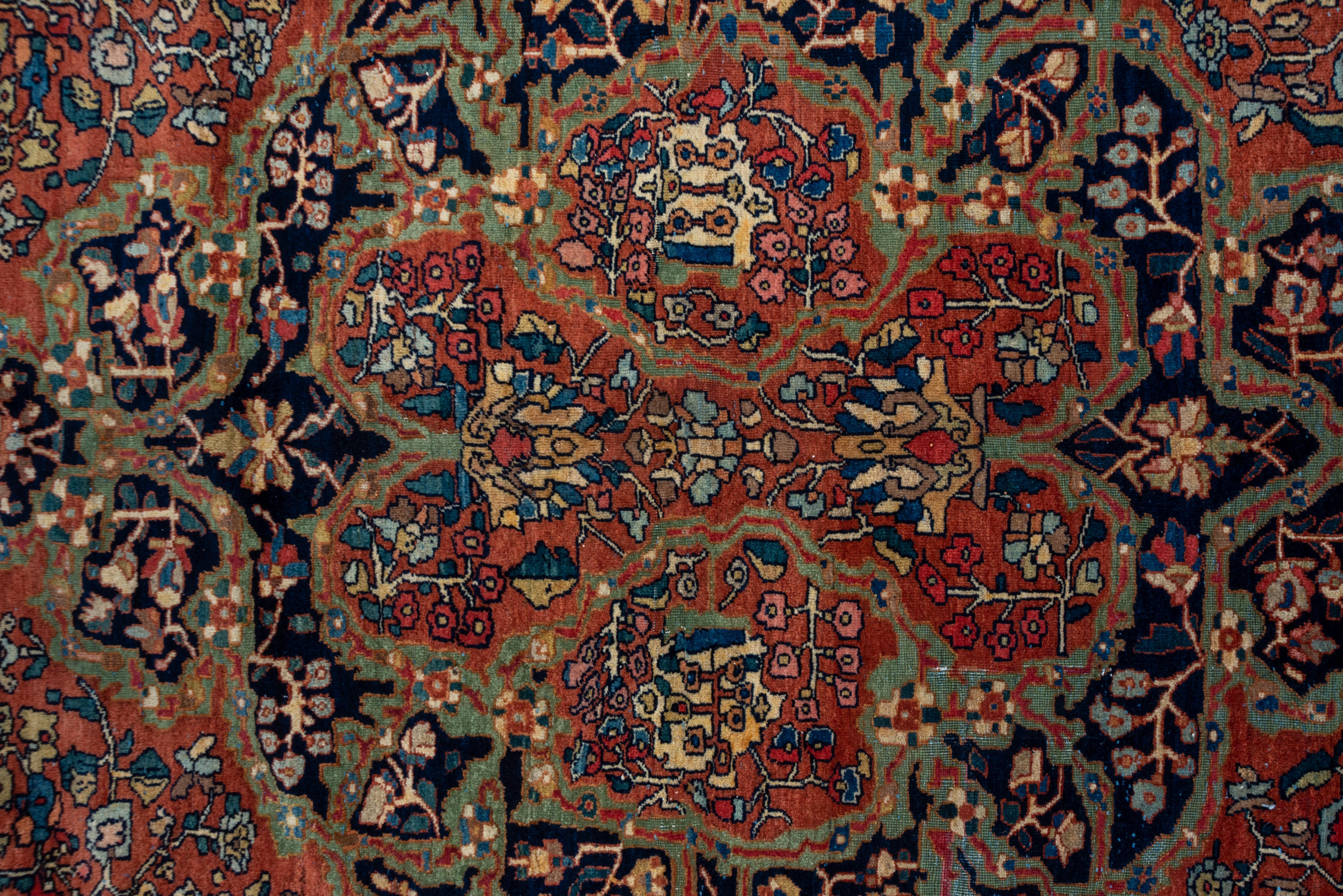 Persian Antique Farahan Sarouk Carpet, Bold Colors, Bold Palette, Center Medallion For Sale