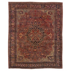 Antique Farahan Sarouk Carpet, Bold Colors, Bold Palette, Center Medallion