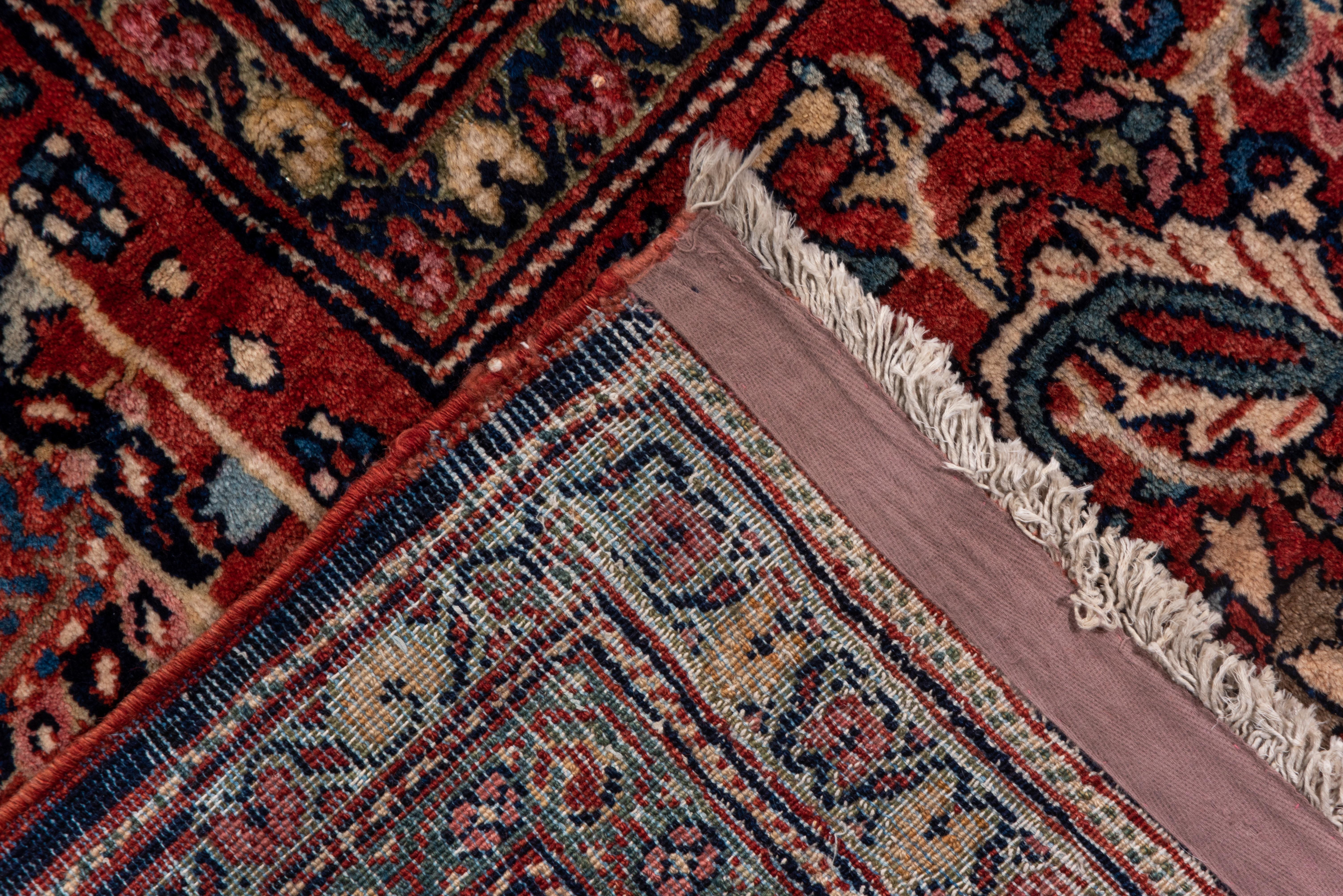 Early 20th Century Antique Farahan Sarouk Carpet, Dark Rich Colors, Navy All-Over Field Red Borders For Sale