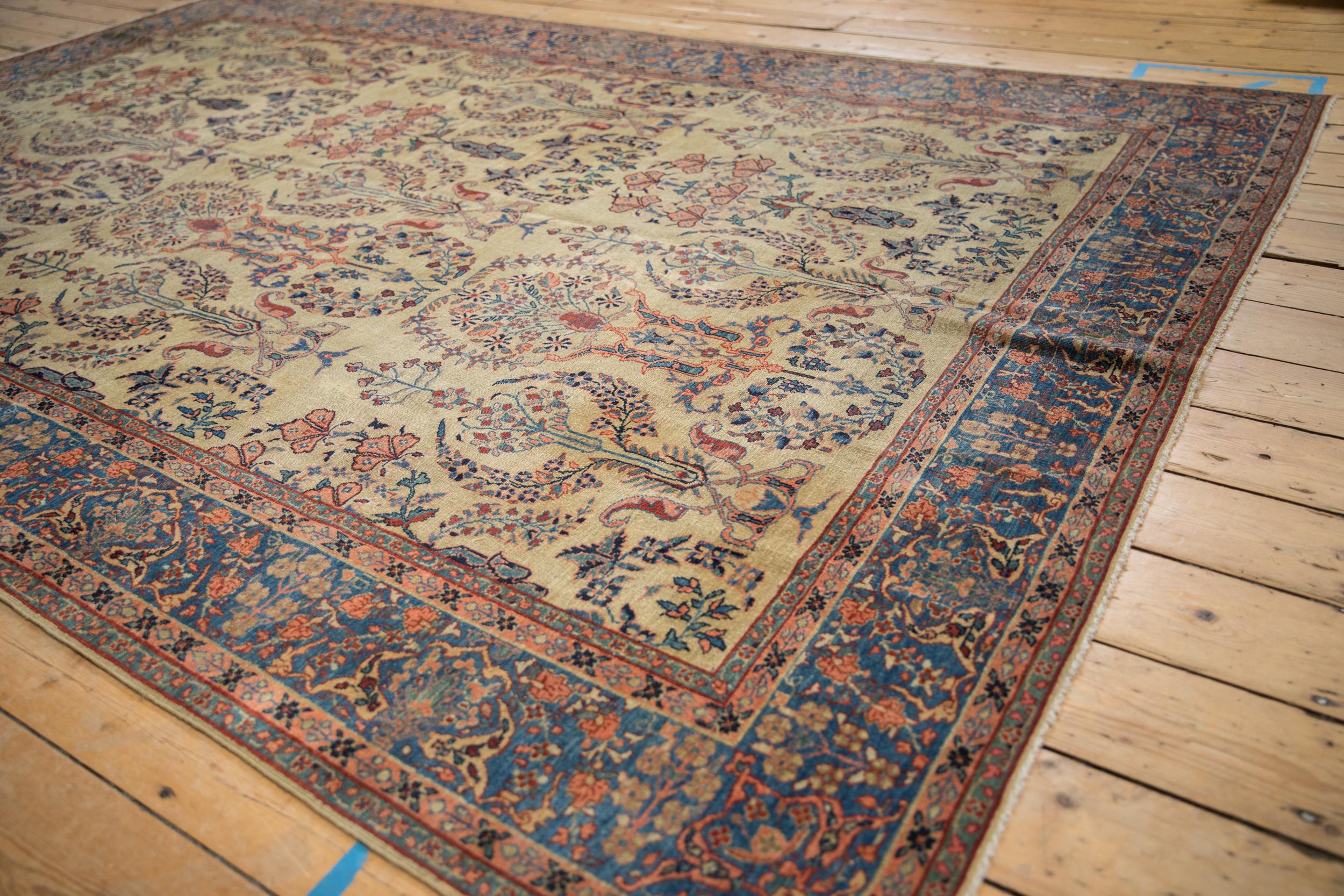 Hand-Knotted Antique Farahan Sarouk Carpet For Sale