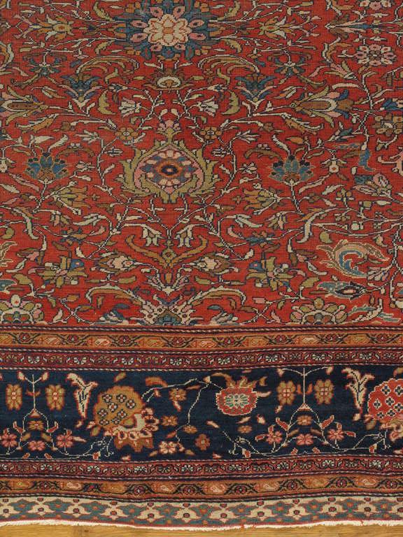 Antiker antiker Farahan Sarouk Teppich, handgefertigter orientalischer Teppich, Elfenbein, Rot, Marineblau, fein (Sarouk Farahan) im Angebot