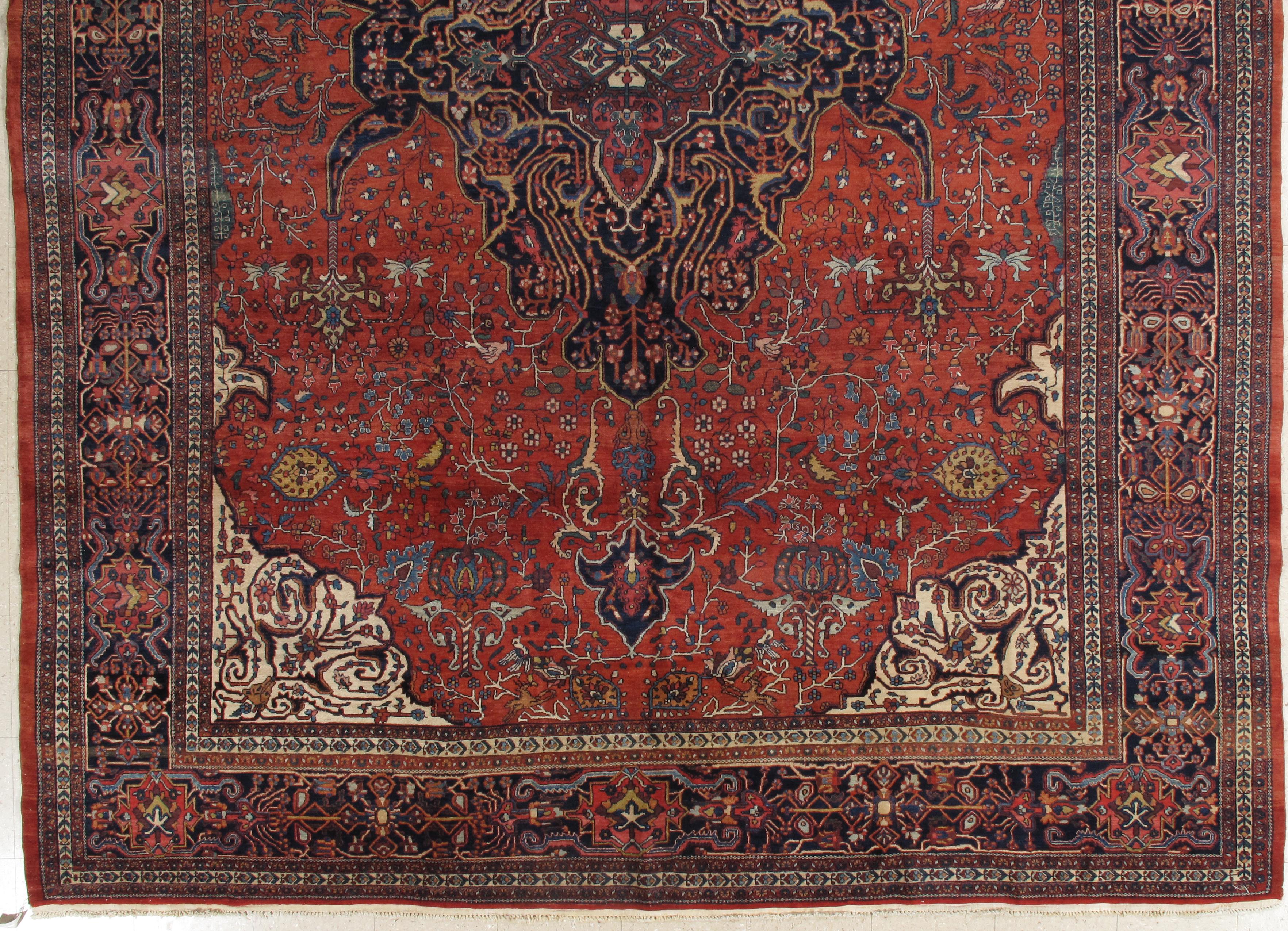 Finely woven Farahan Sarouks were produced in the late 19th century until just before World War I. They have become extremely rare and are highly valued for their artistry and colors. This is a beautiful 19th century example.

Measures: 10'6