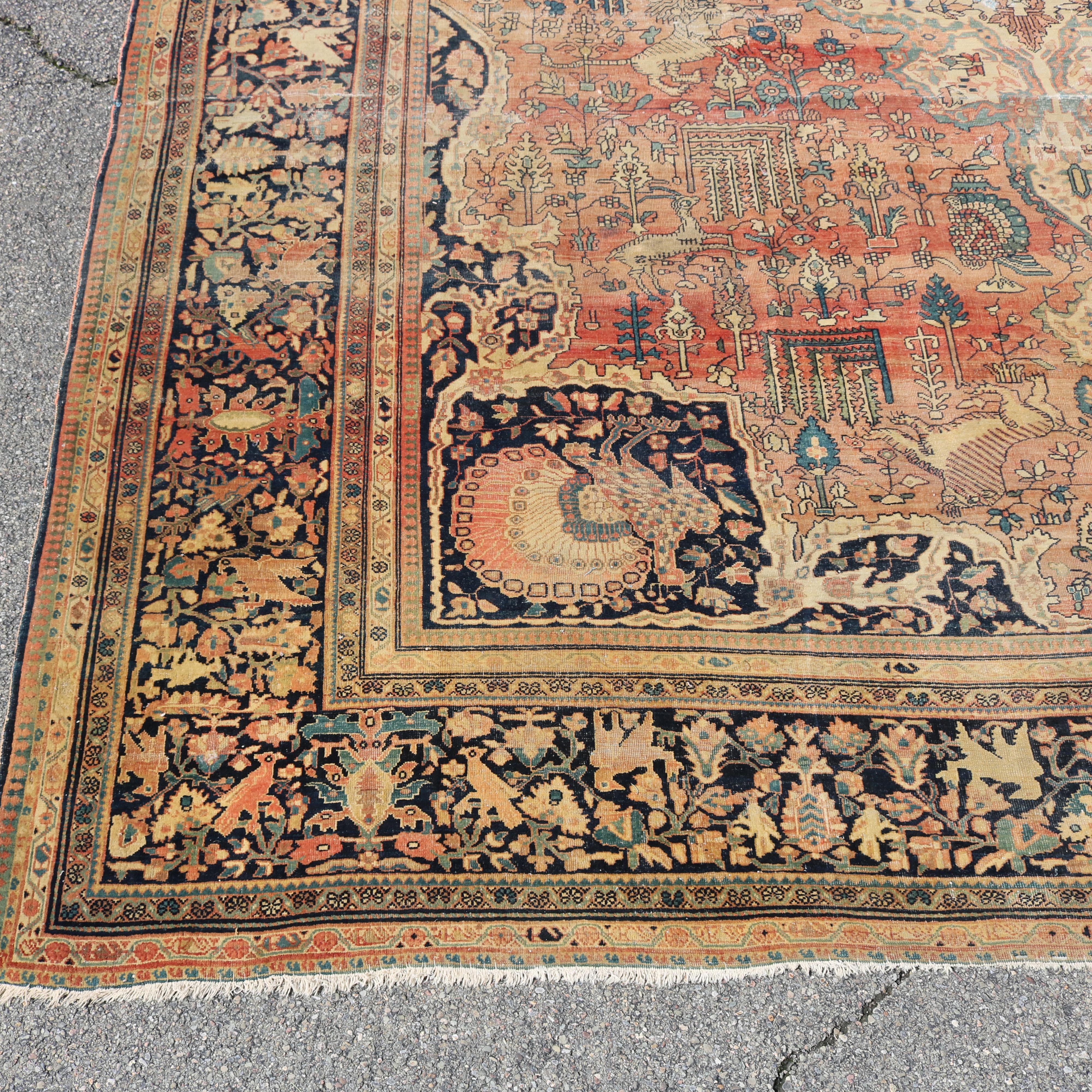 Antique Farahan Sarouk Room Size Oriental Wool Rug Circa 1900 For Sale 5