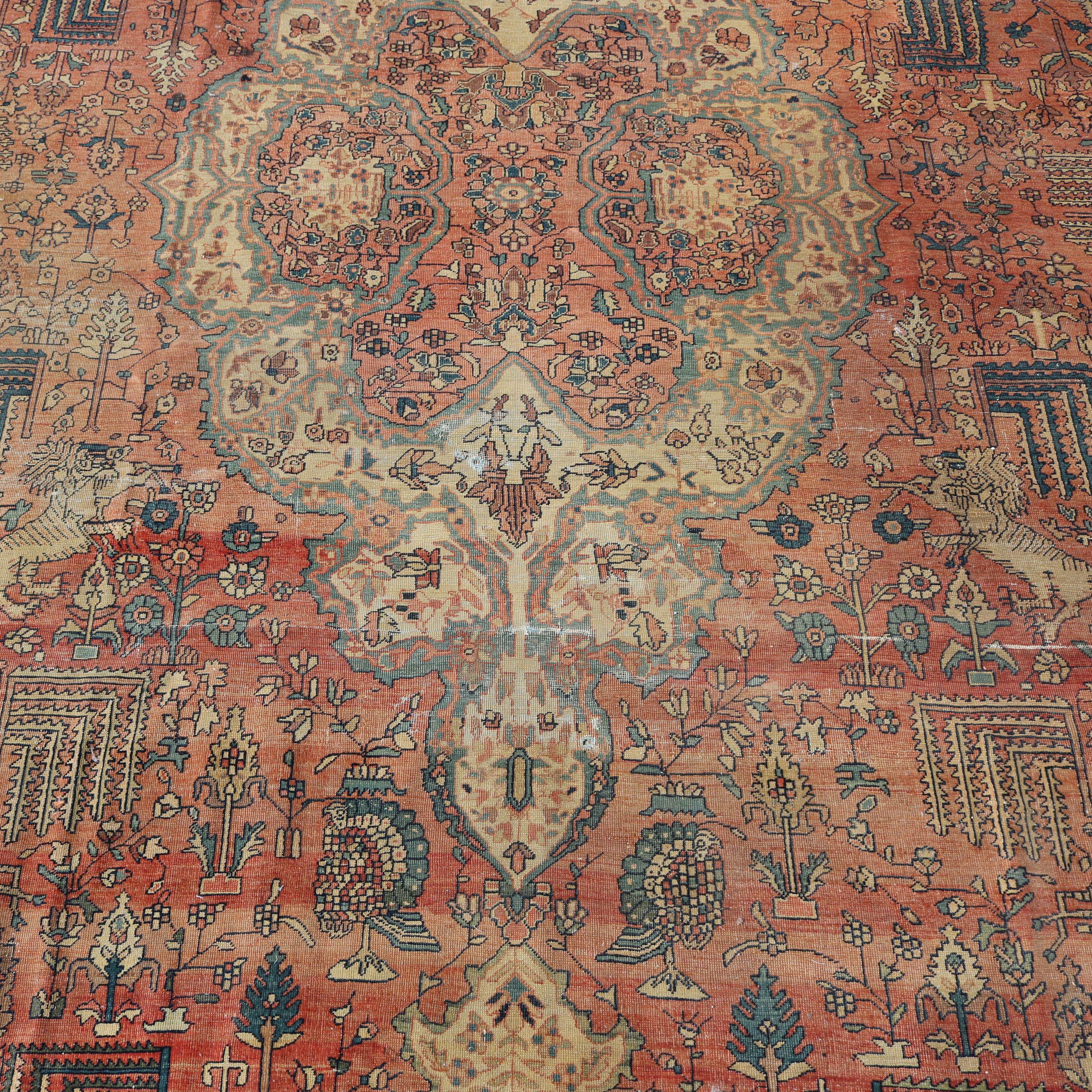 Antique Farahan Sarouk Room Size Oriental Wool Rug Circa 1900 For Sale 6
