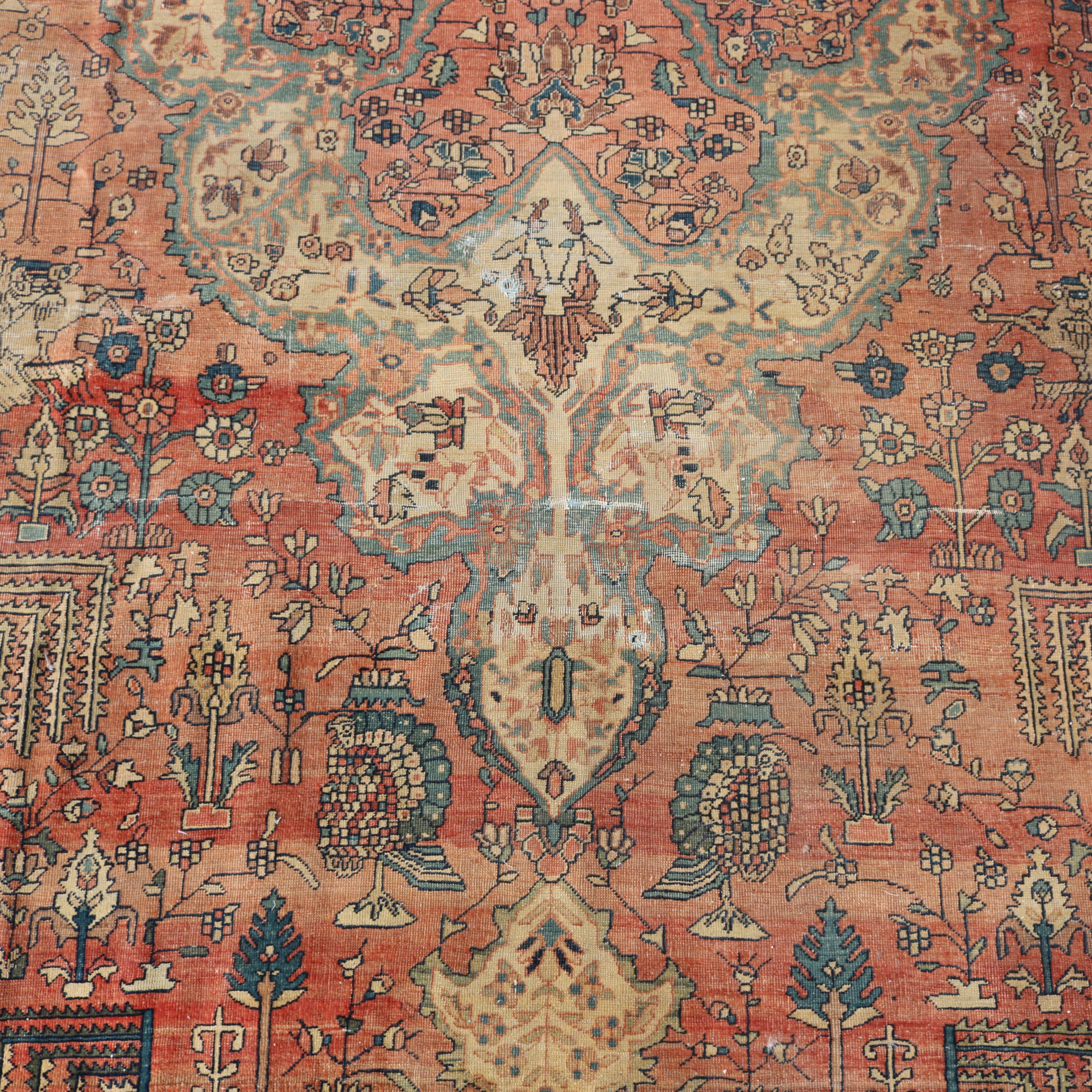 Antique Farahan Sarouk Room Size Oriental Wool Rug Circa 1900 For Sale 2