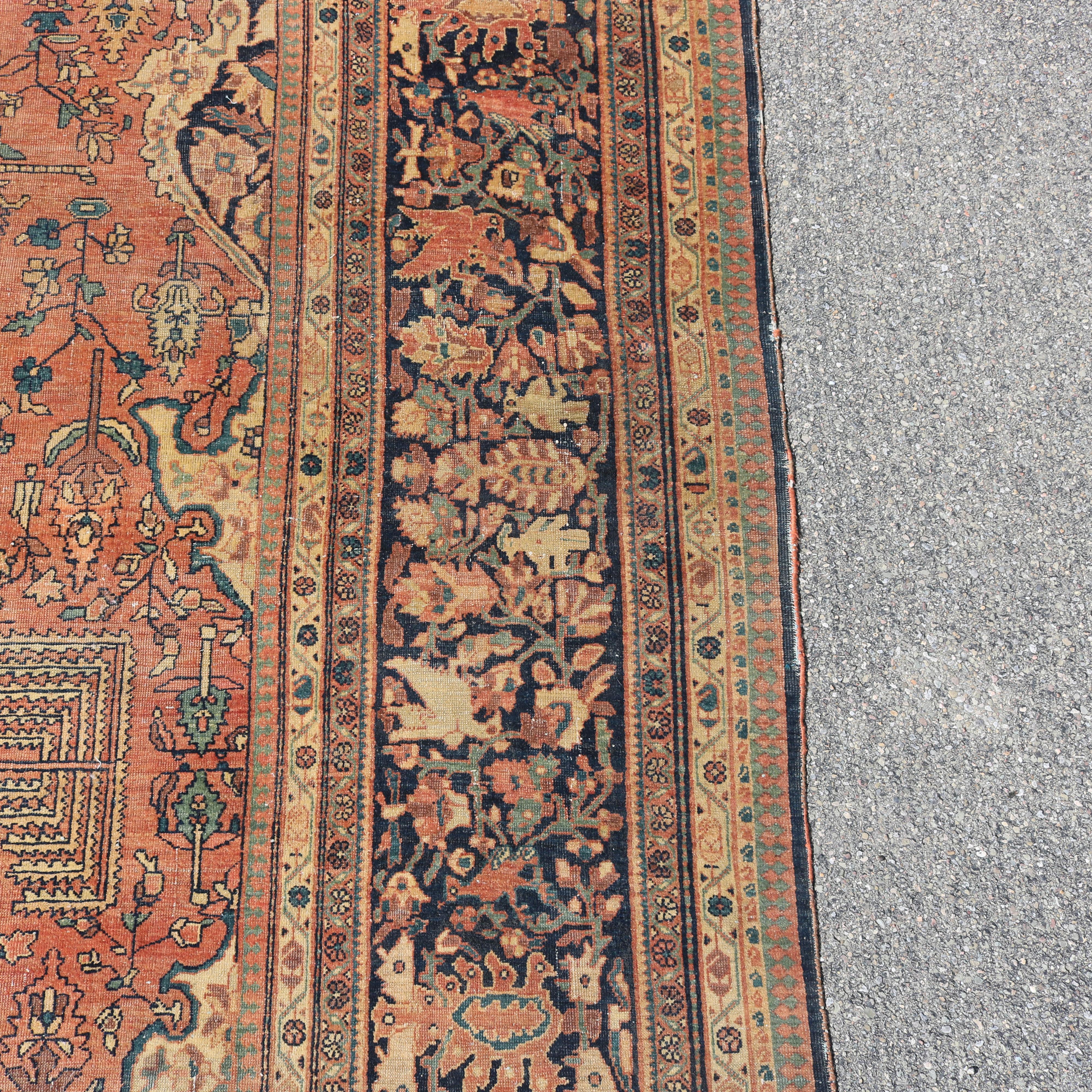 Antique Farahan Sarouk Room Size Oriental Wool Rug Circa 1900 For Sale 3