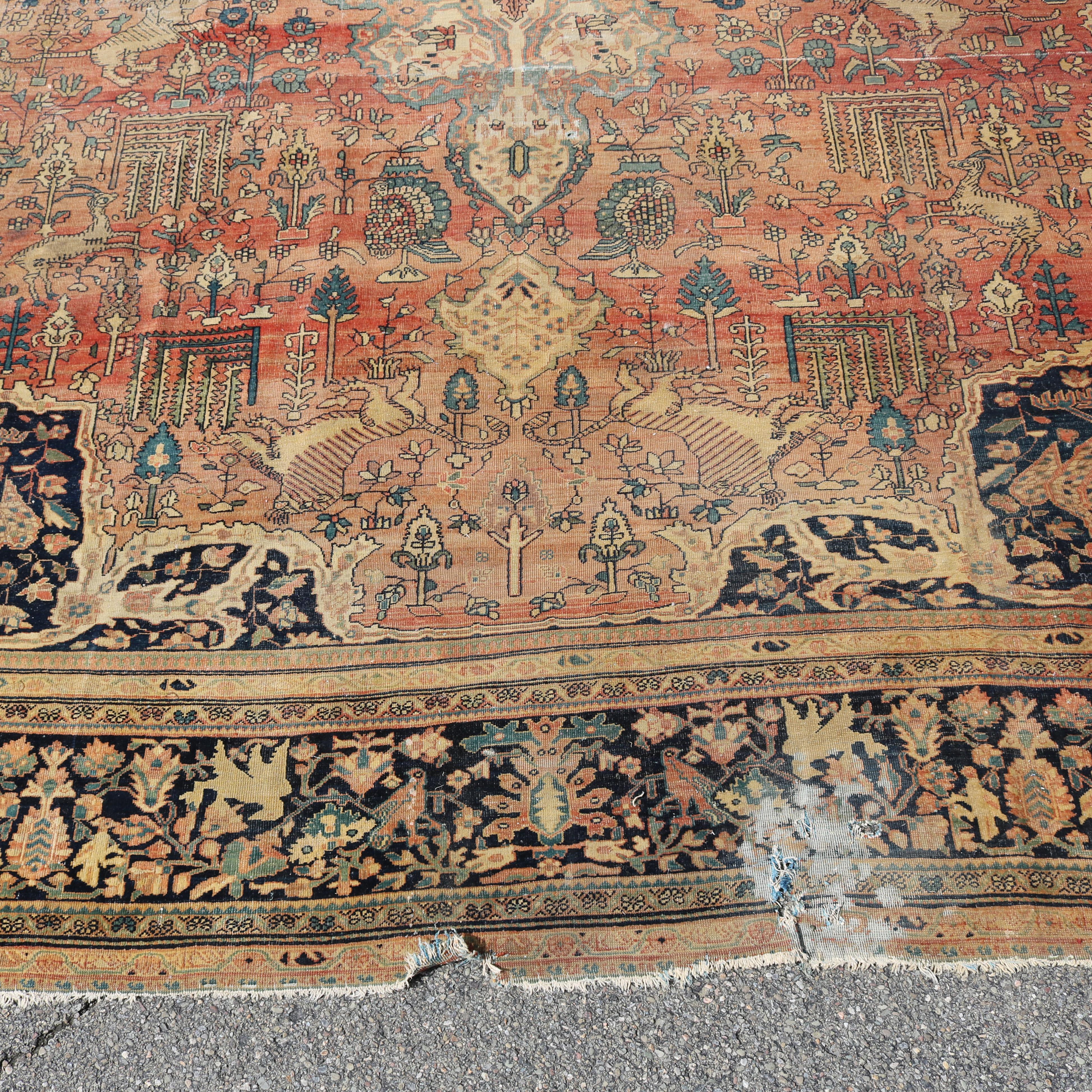 Antique Farahan Sarouk Room Size Oriental Wool Rug Circa 1900 For Sale 4
