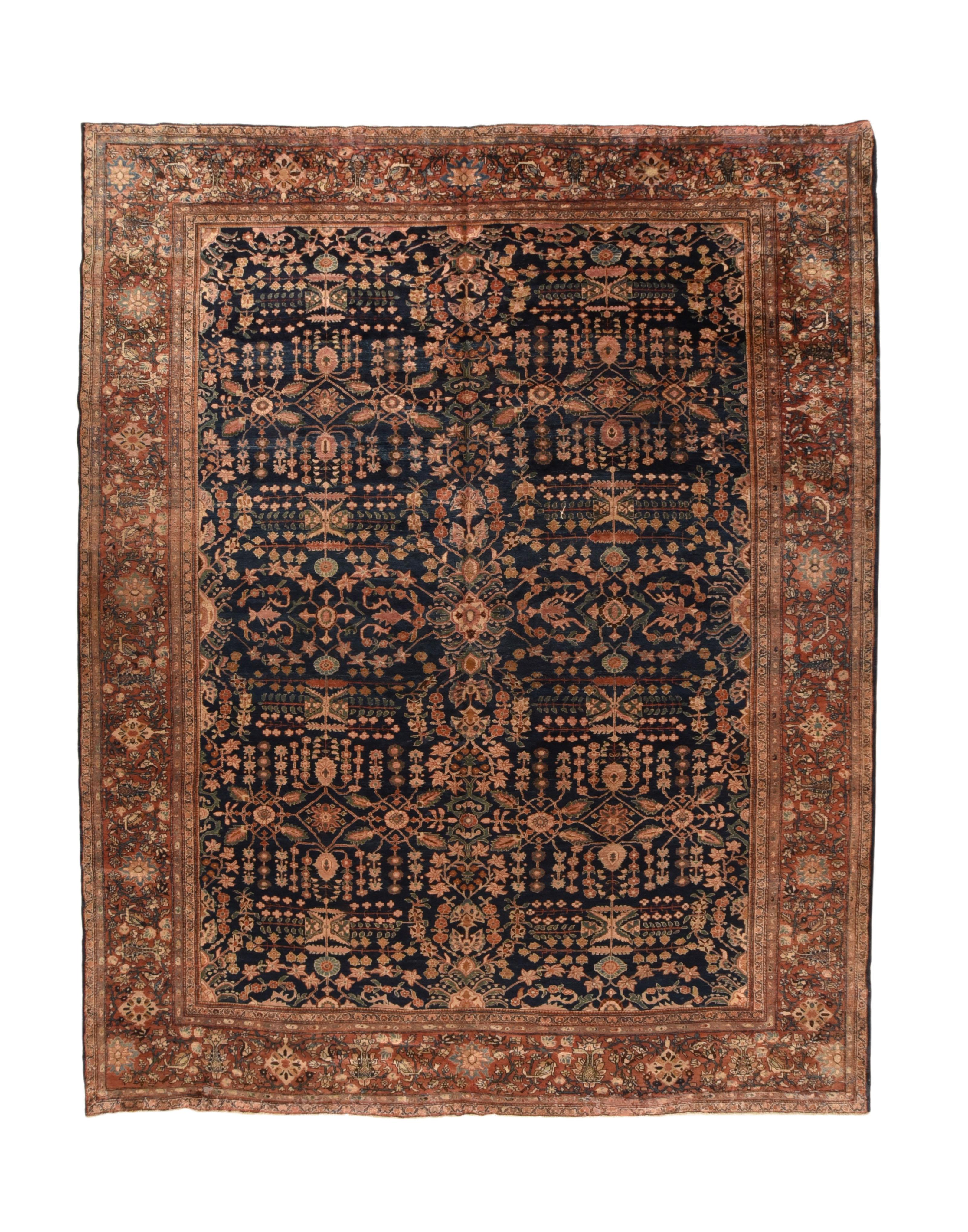 Antique Farahan Sarouk Rug 10'6'' x 13'9'' In Excellent Condition For Sale In New York, NY