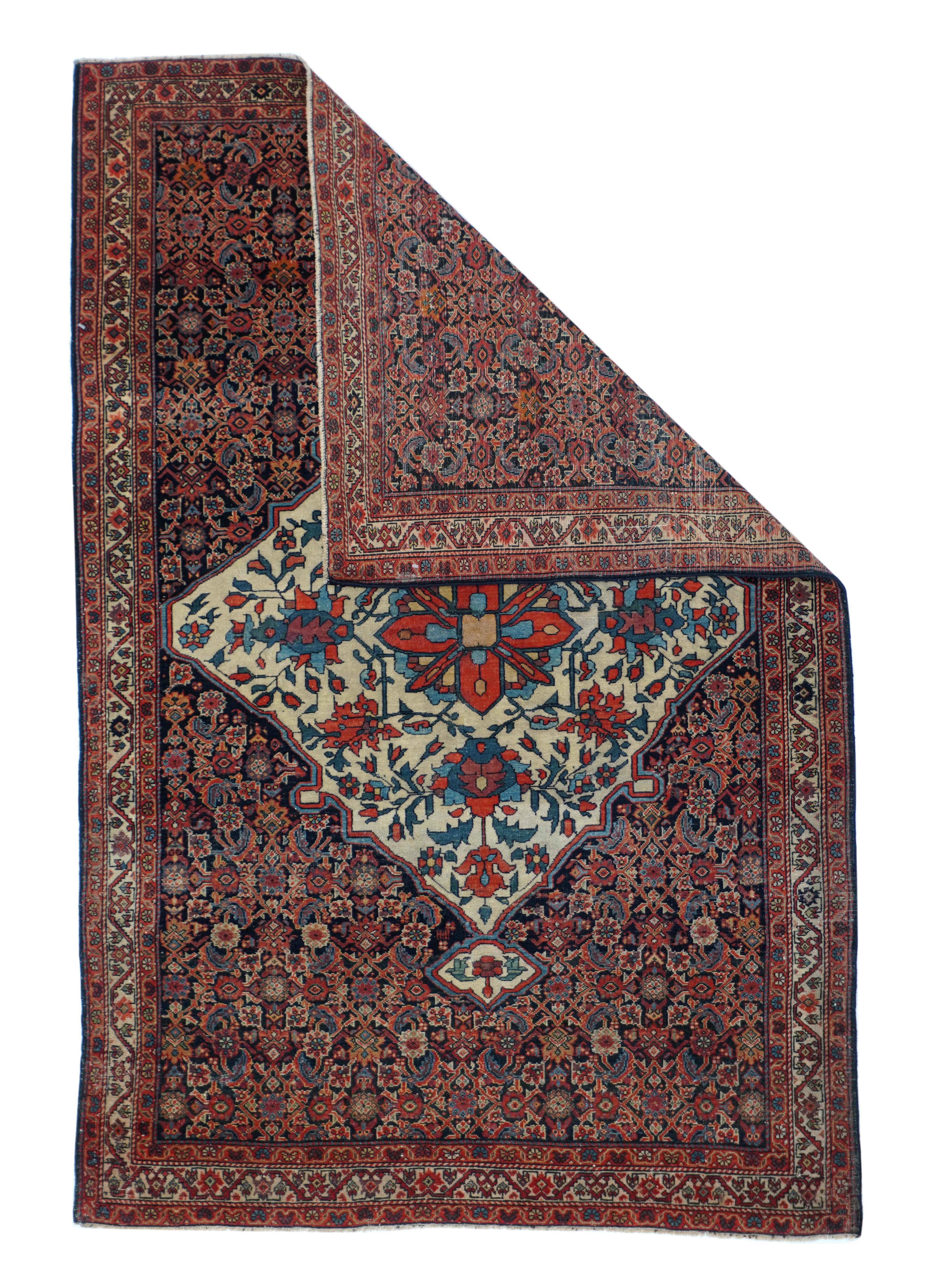 Antique Farahan Sarouk rug 3'2'' x 4'8''.